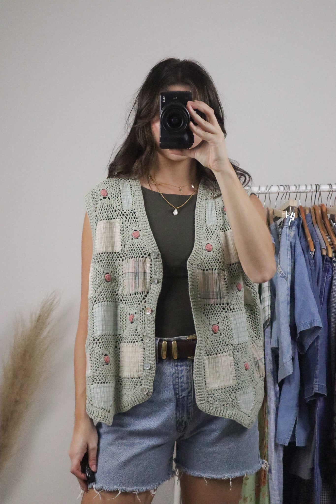 Vintage x Patchwork/Crochet Vest (L)