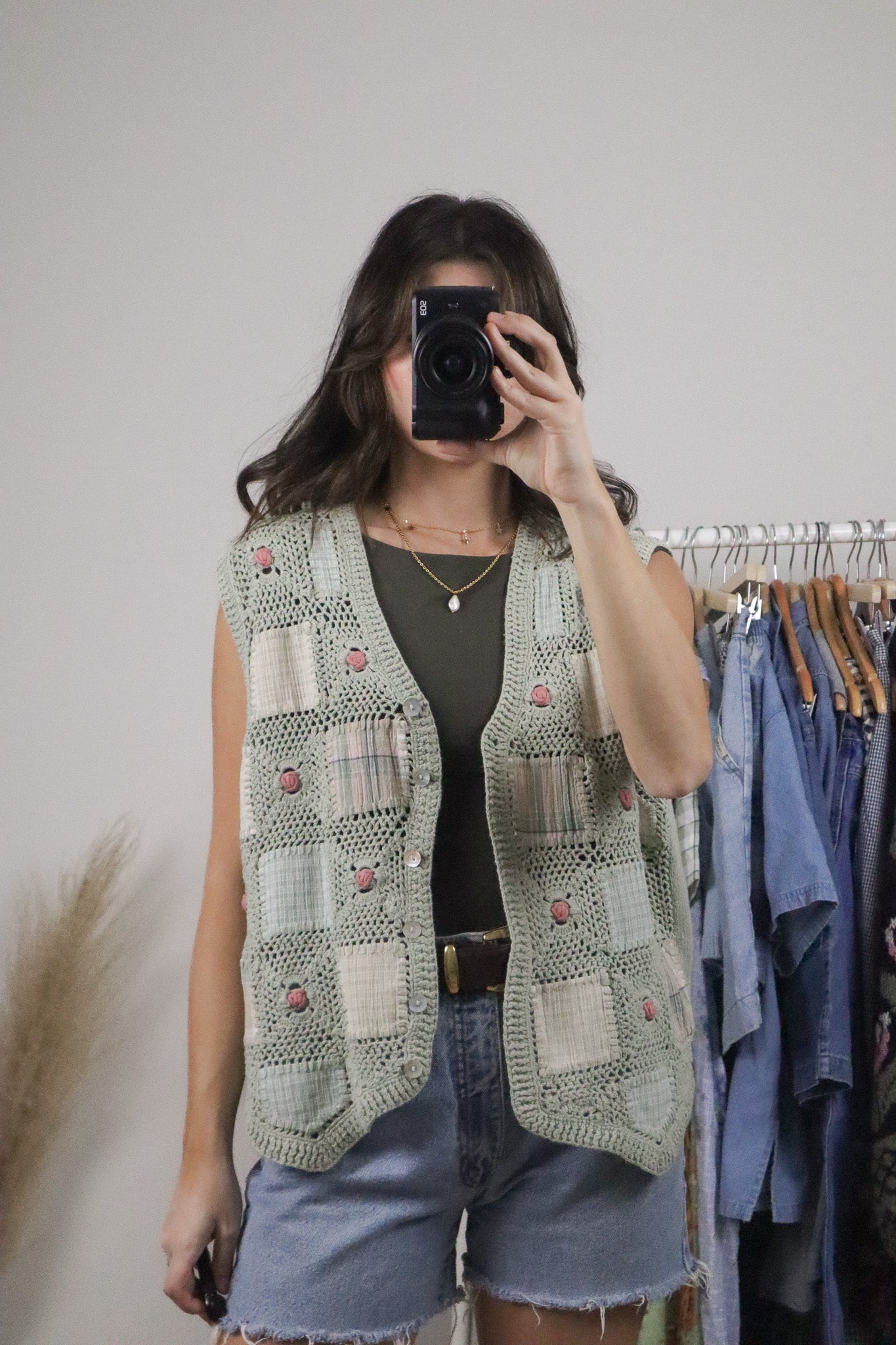 Vintage x Patchwork/Crochet Vest (L)