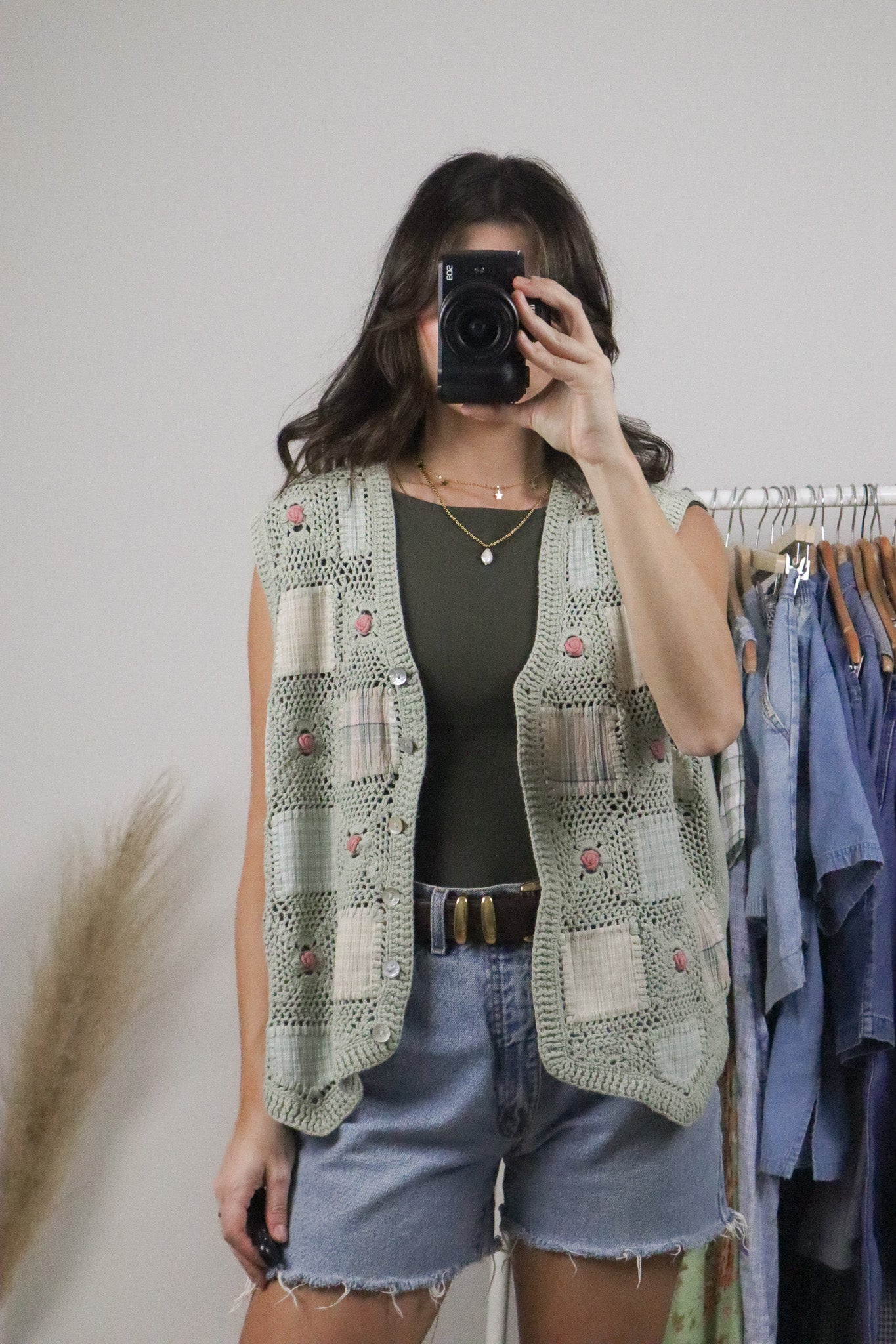 Vintage x Patchwork/Crochet Vest (L)