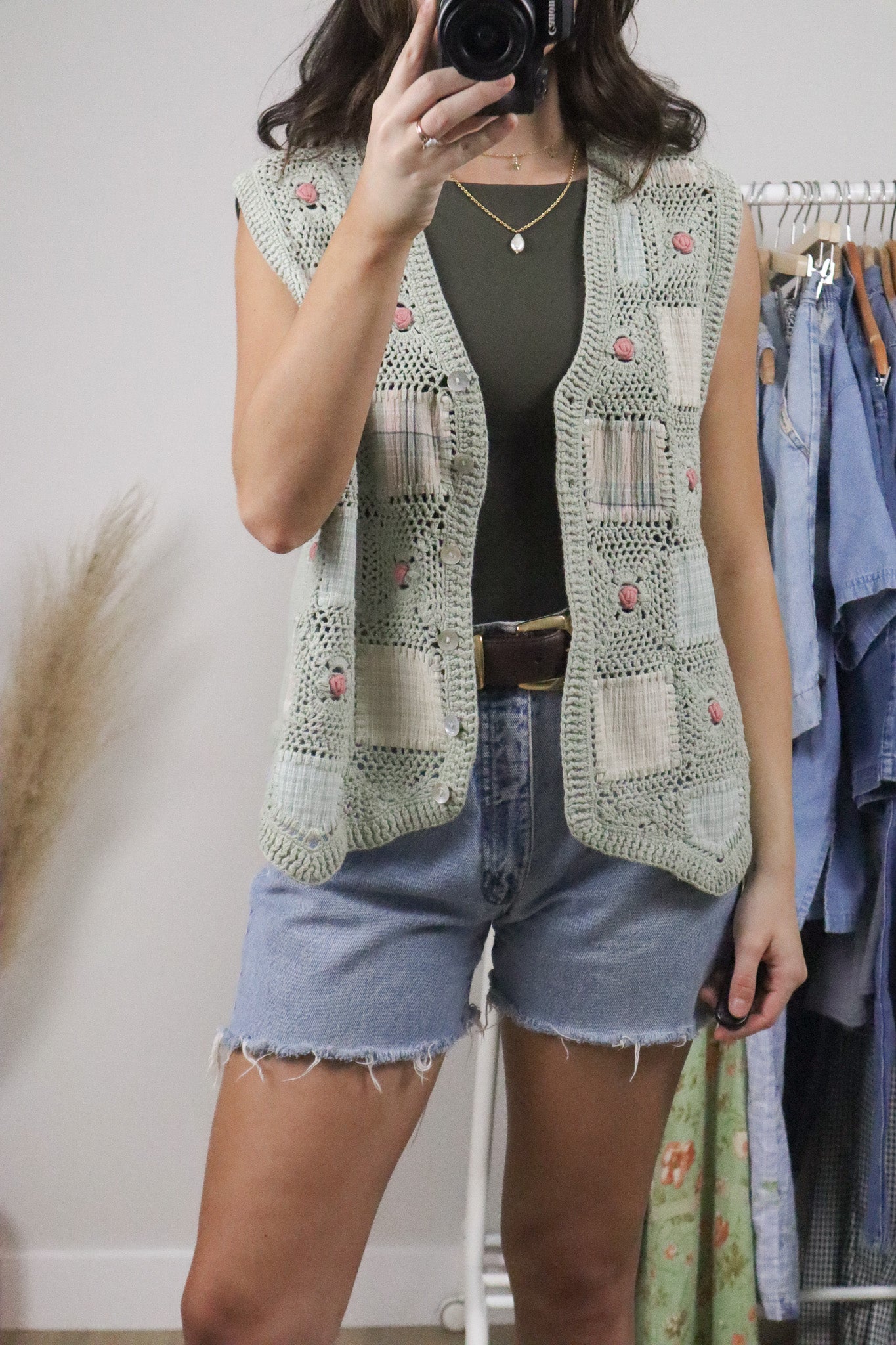Vintage x Patchwork/Crochet Vest (L)