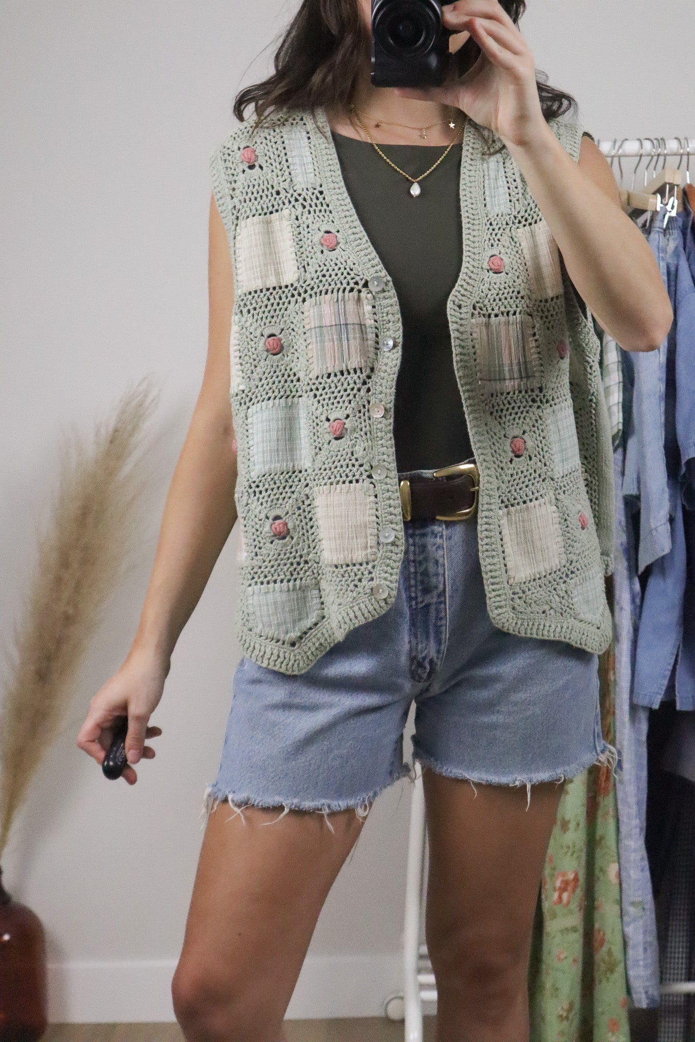 Vintage x Patchwork/Crochet Vest (L)