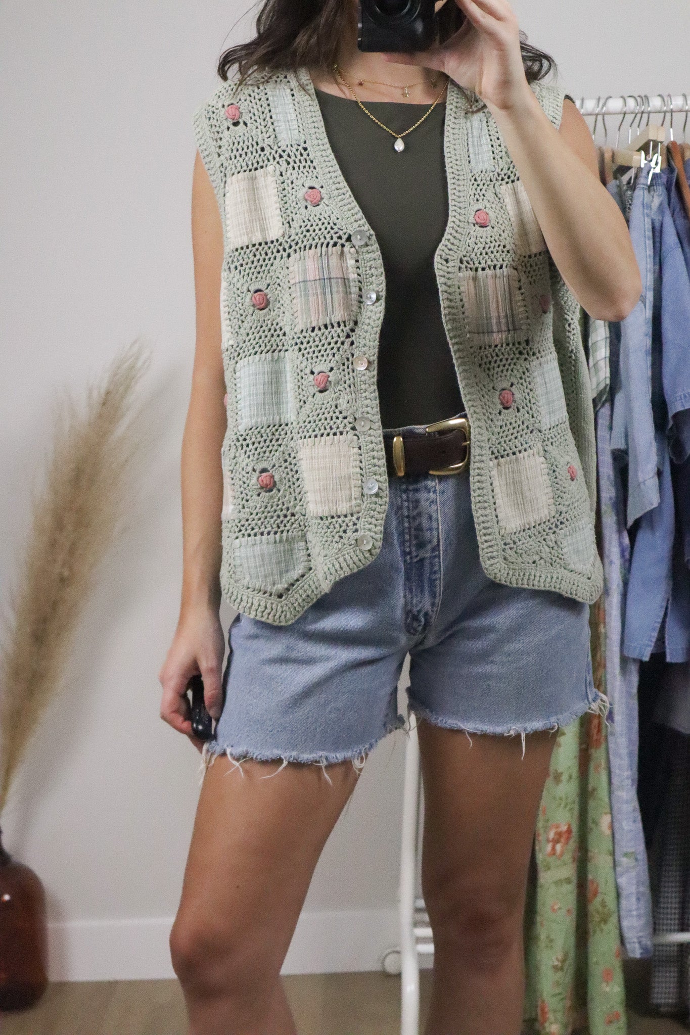 Vintage x Patchwork/Crochet Vest (L)
