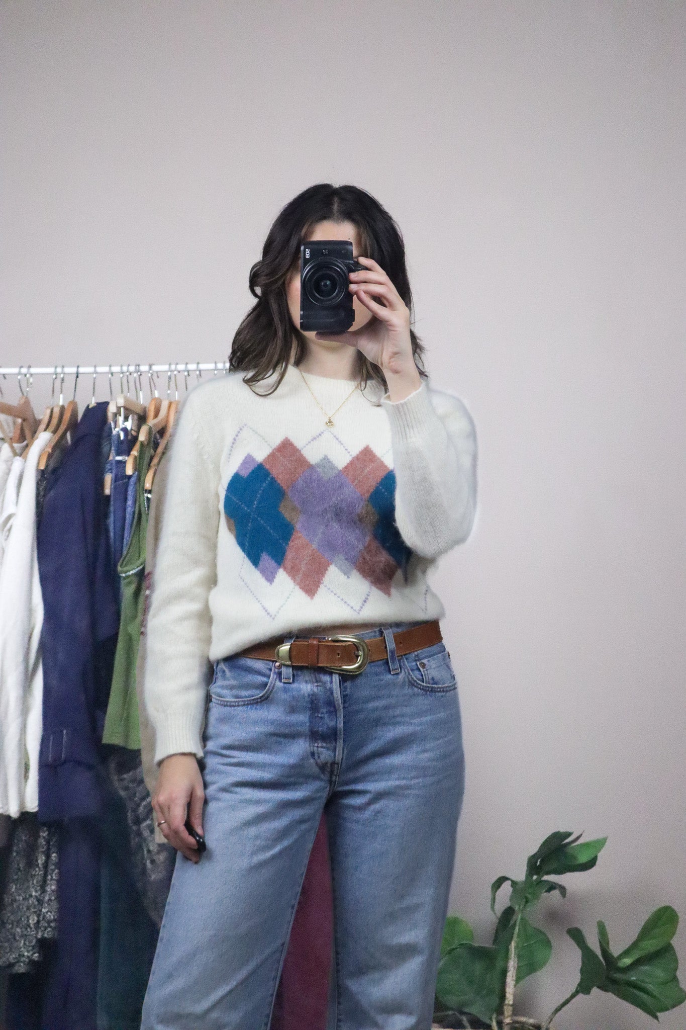 Vintage x Wool & Angora Argyle Knit (XS/S)