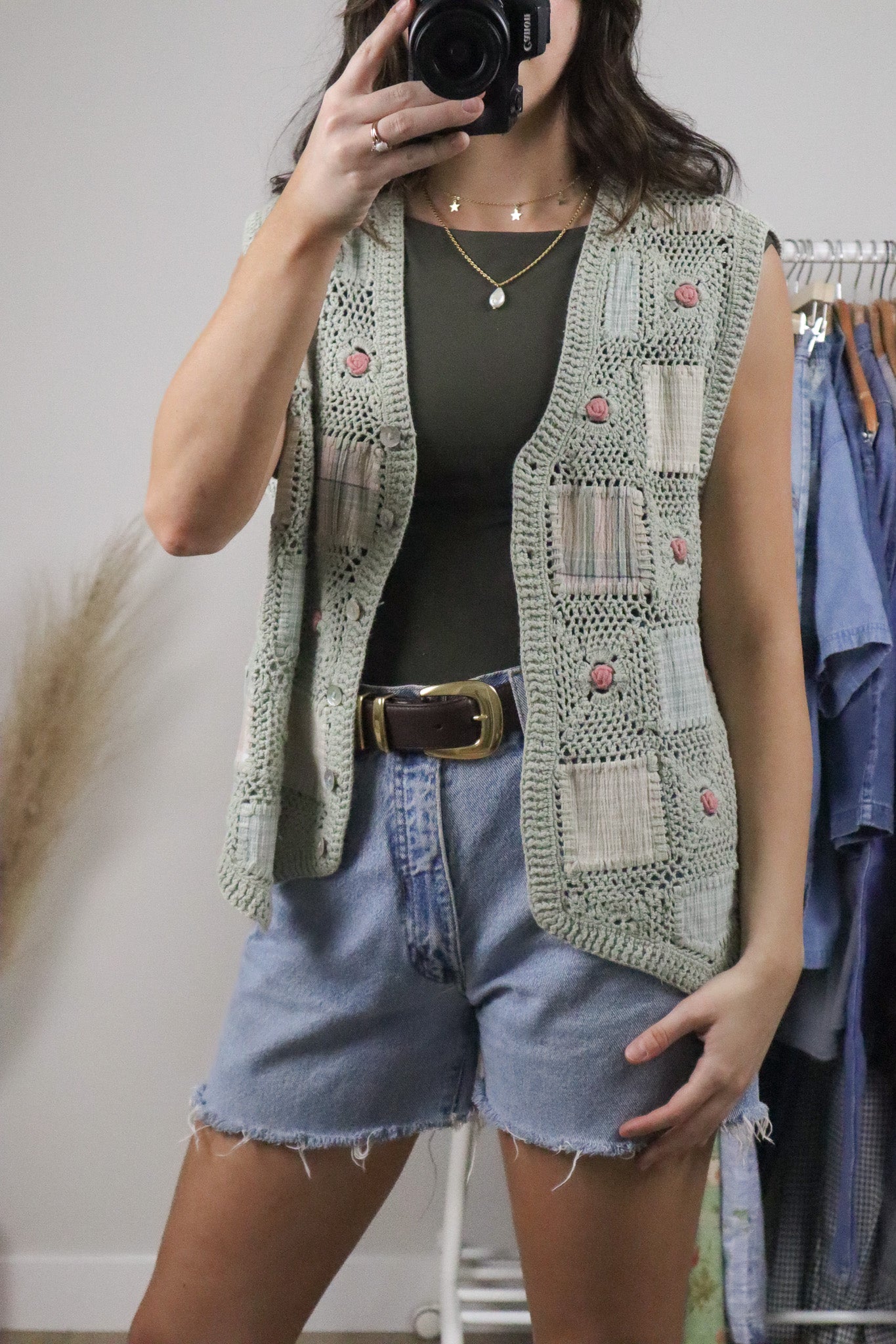 Vintage x Patchwork/Crochet Vest (L)