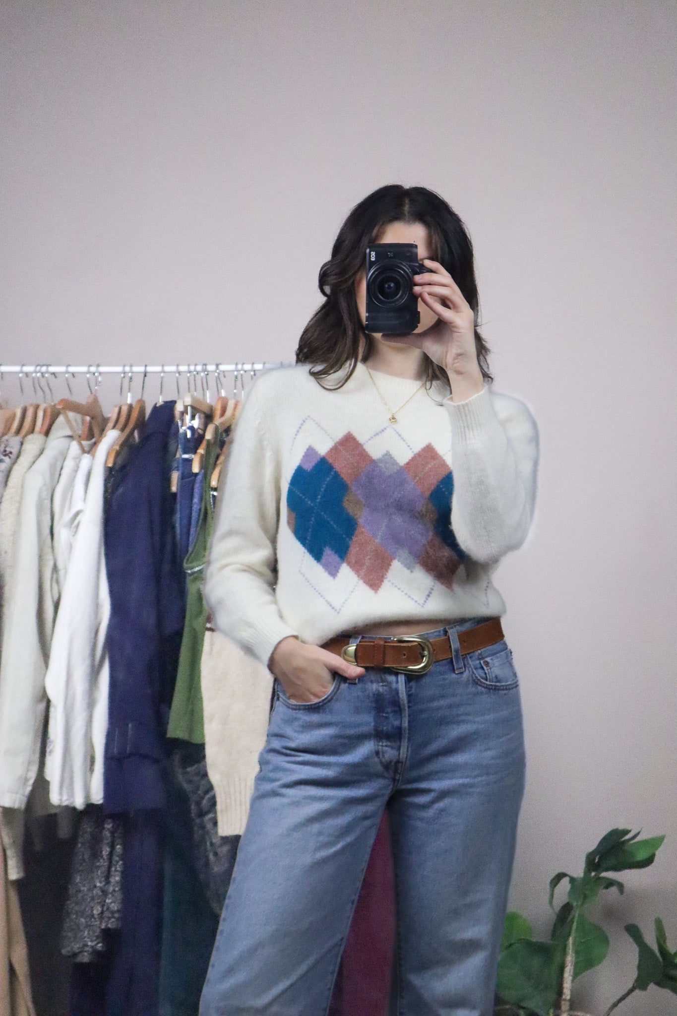 Vintage x Wool & Angora Argyle Knit (XS/S)