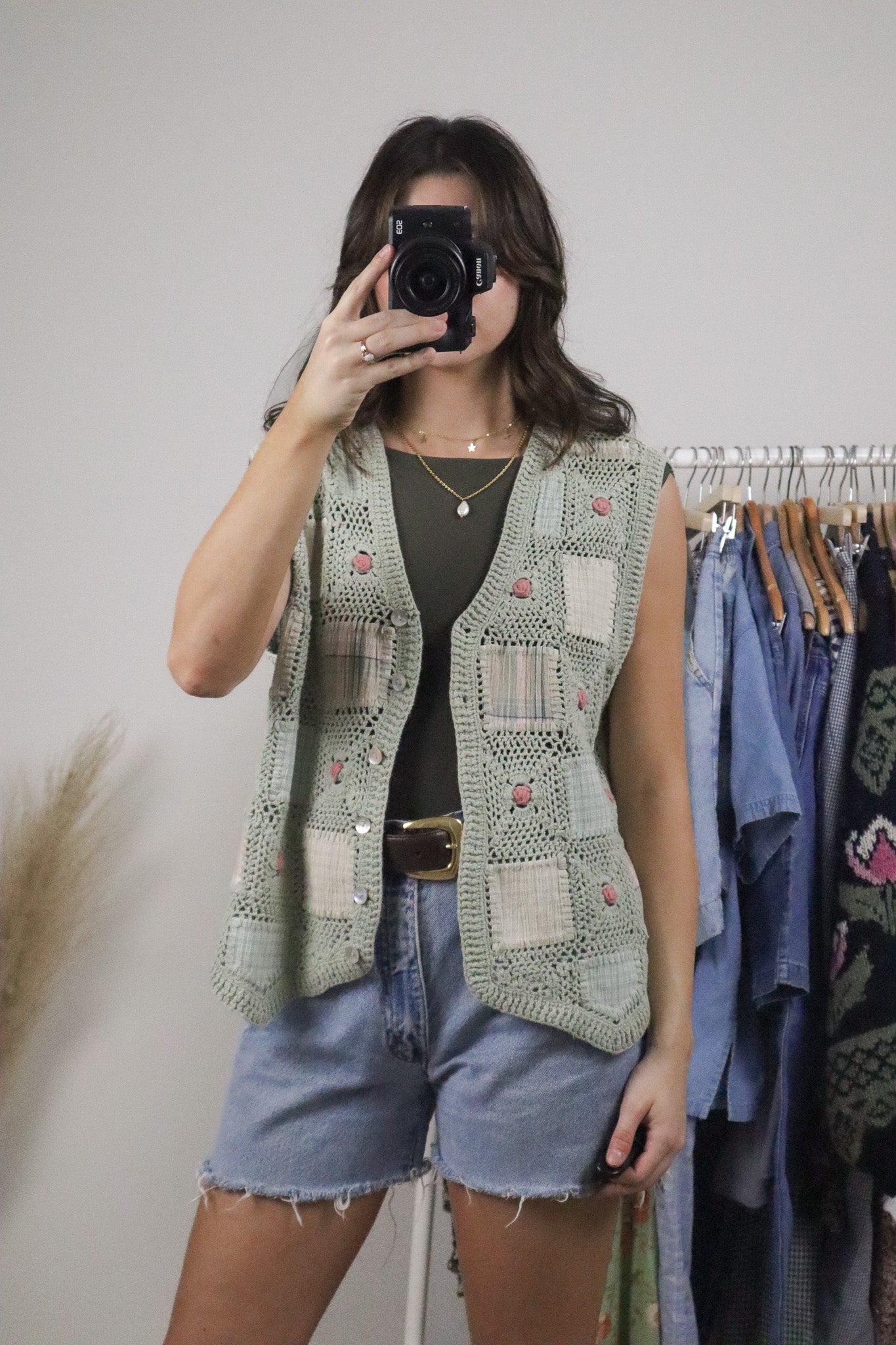 Vintage x Patchwork/Crochet Vest (L)