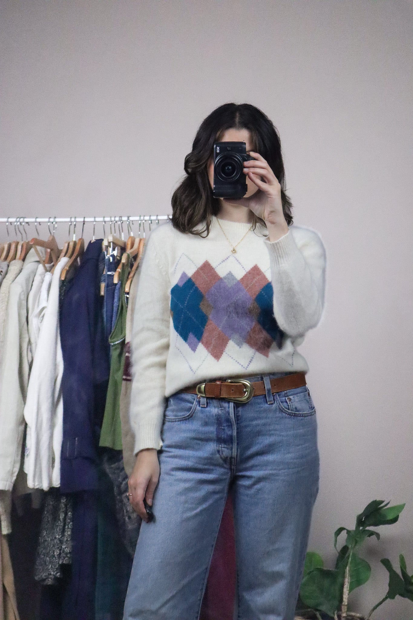 Vintage x Wool & Angora Argyle Knit (XS/S)
