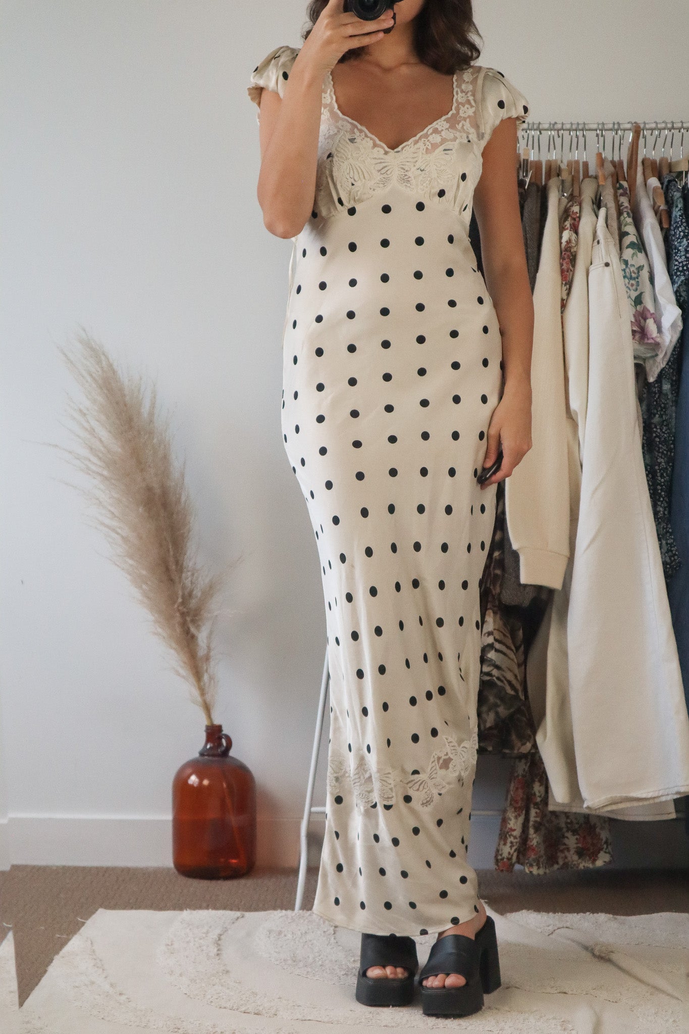 Free People x Polka Dot Maxi Dress (S)