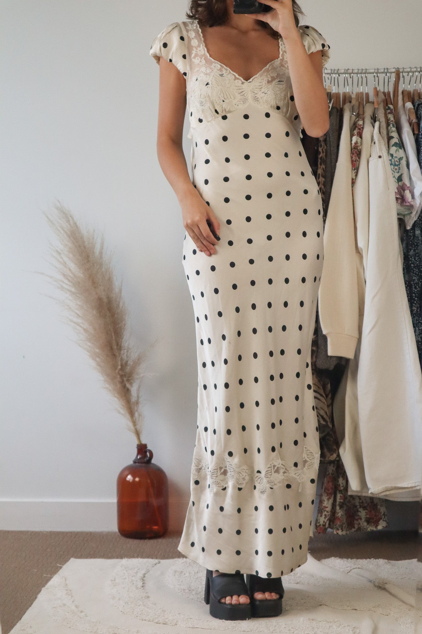 Free People x Polka Dot Maxi Dress (S)