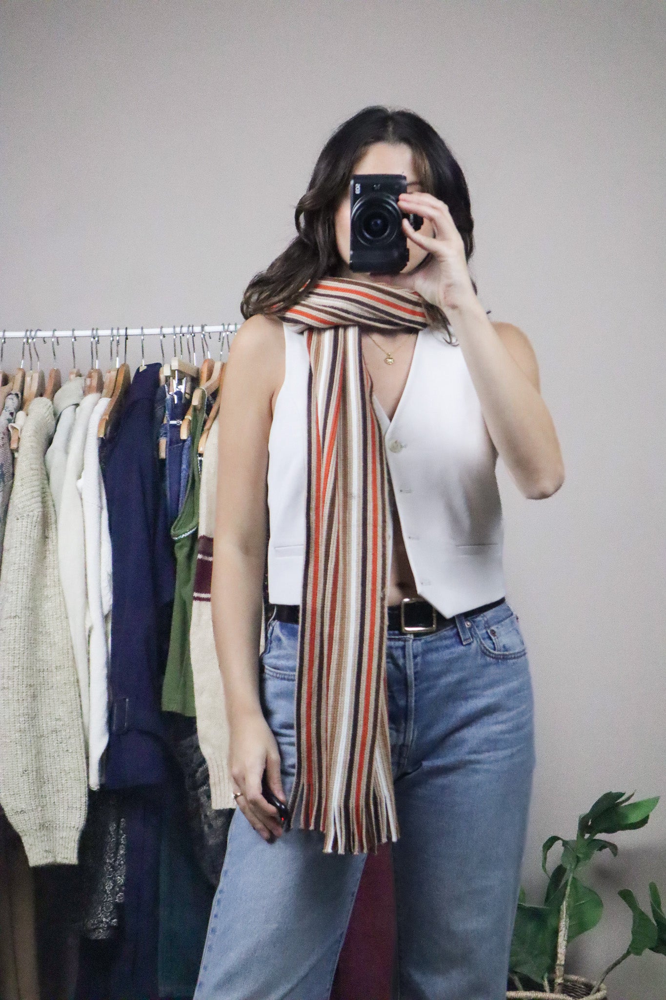 Vintage x Striped Skinny Scarf