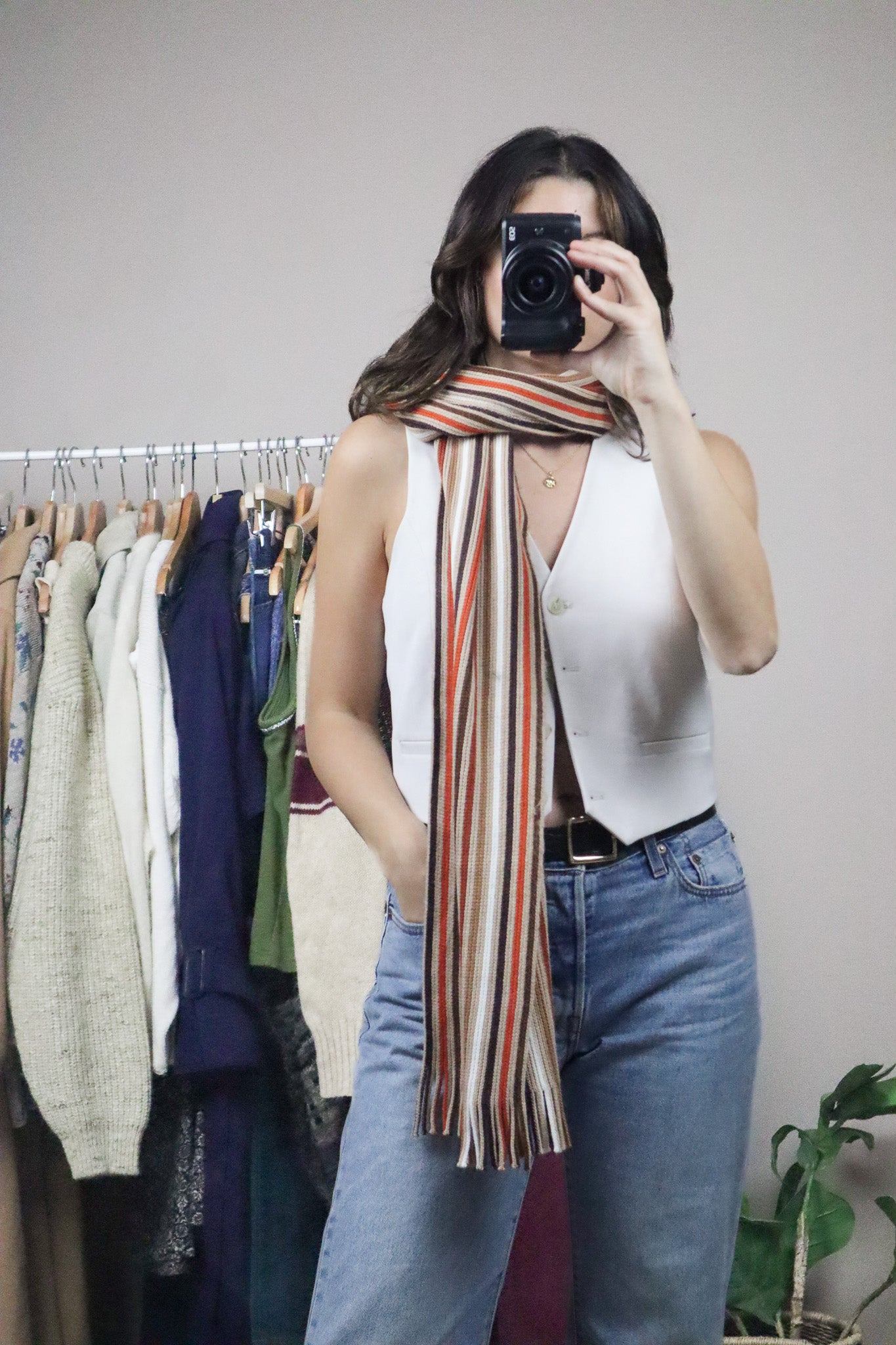 Vintage x Striped Skinny Scarf