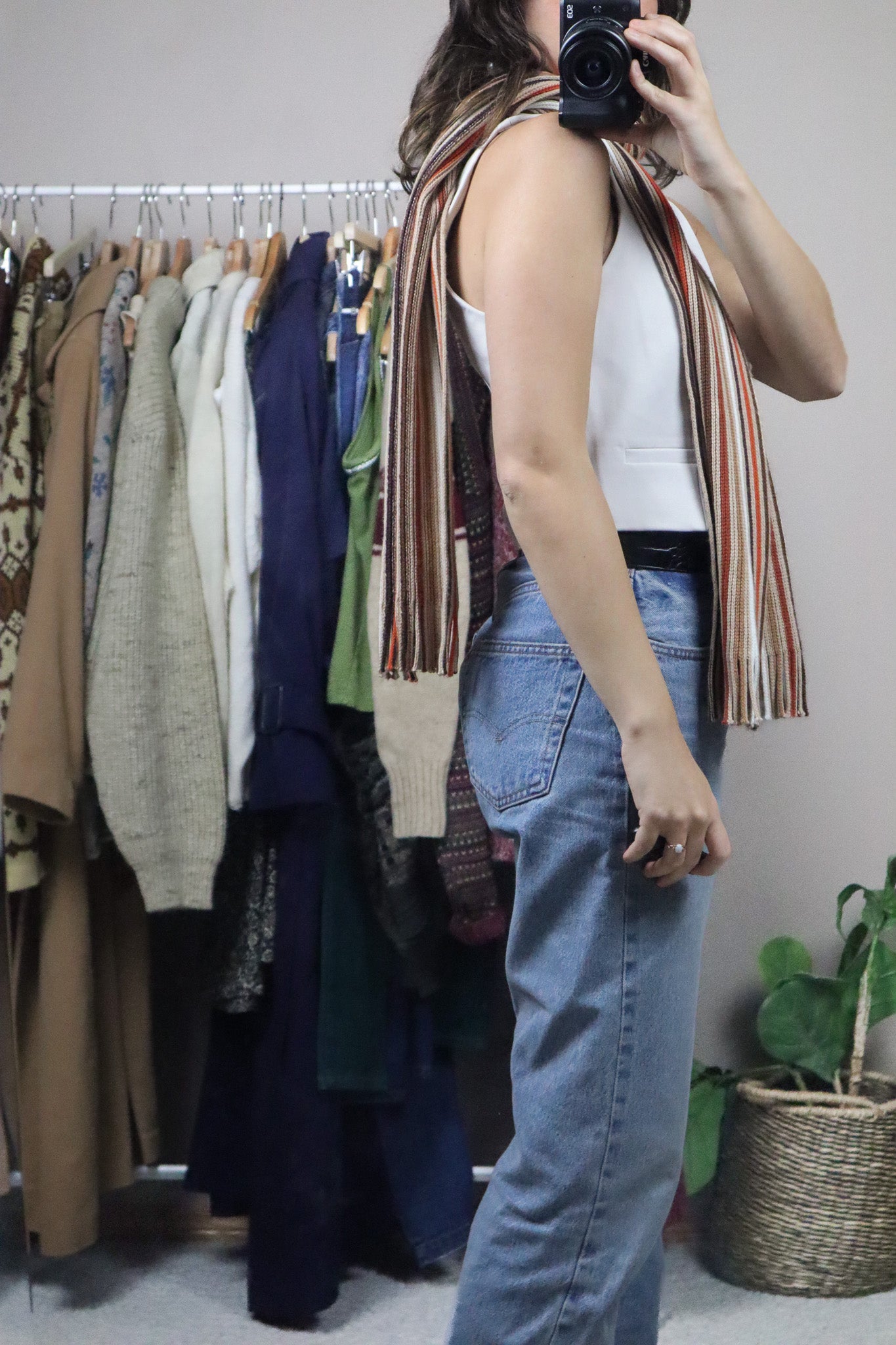 Vintage x Striped Skinny Scarf