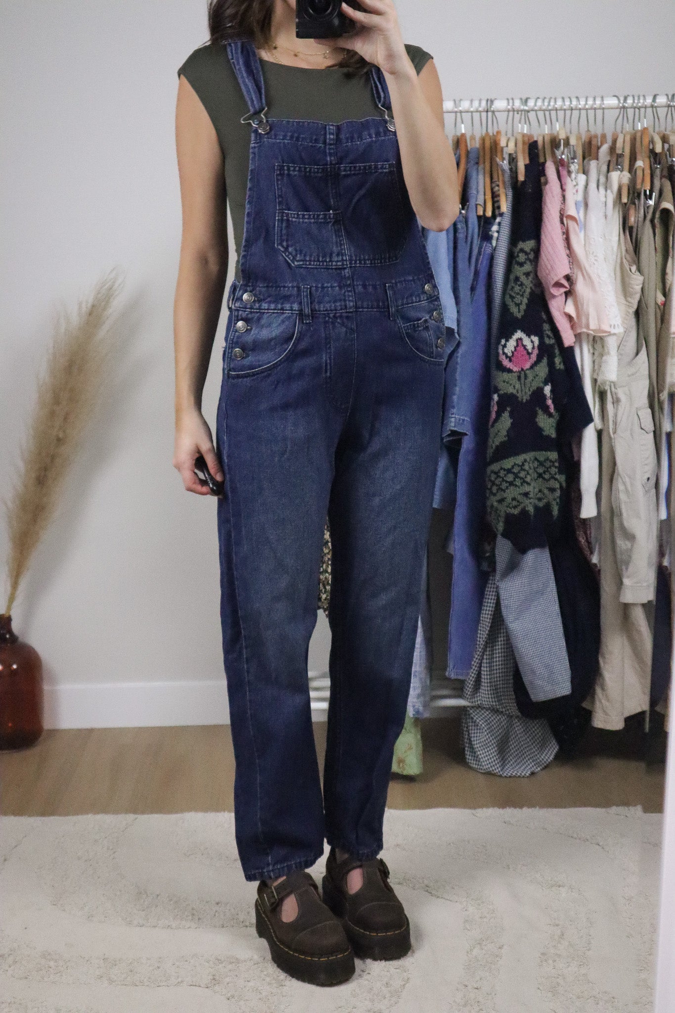 Free People x Cotton Denim Overalls (XS)