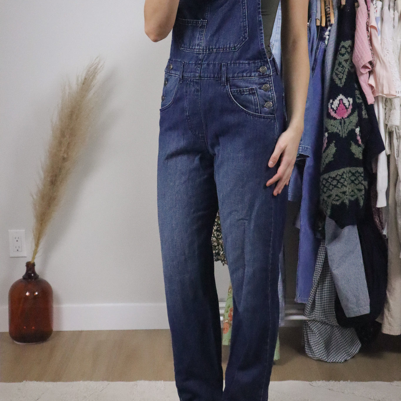 Free People x Cotton Denim Overalls (XS)