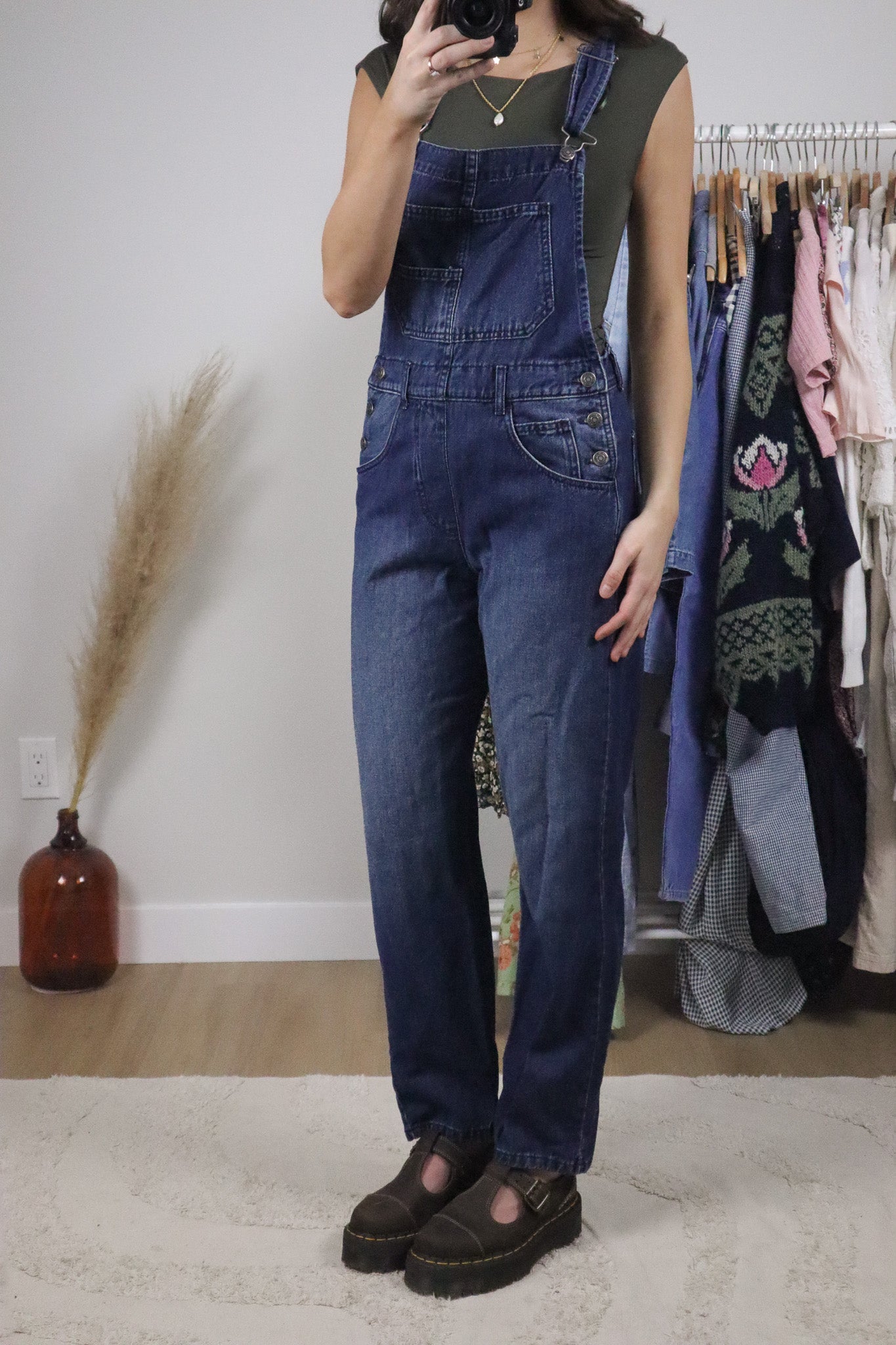 Free People x Cotton Denim Overalls (XS)