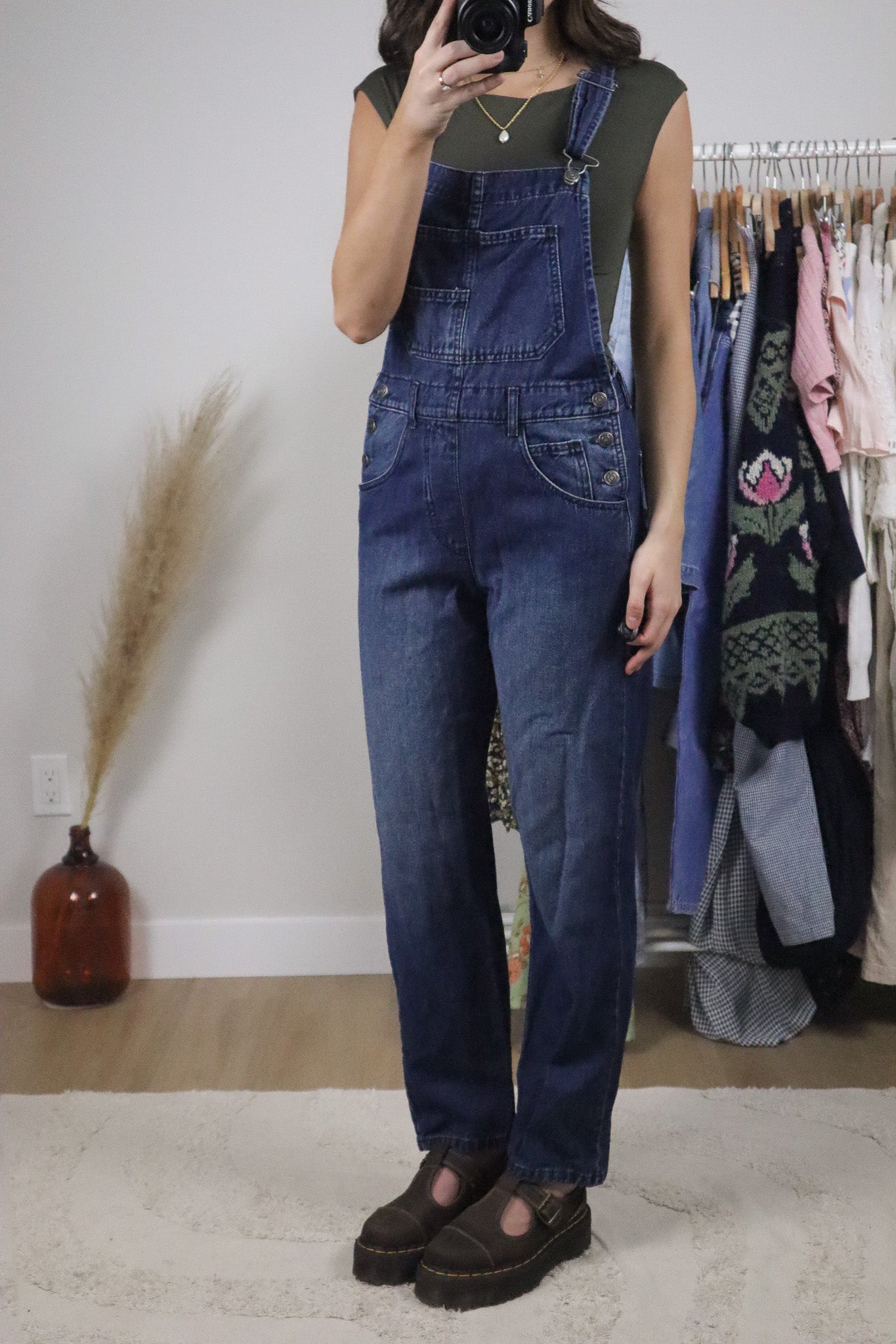 Free People x Cotton Denim Overalls (XS)