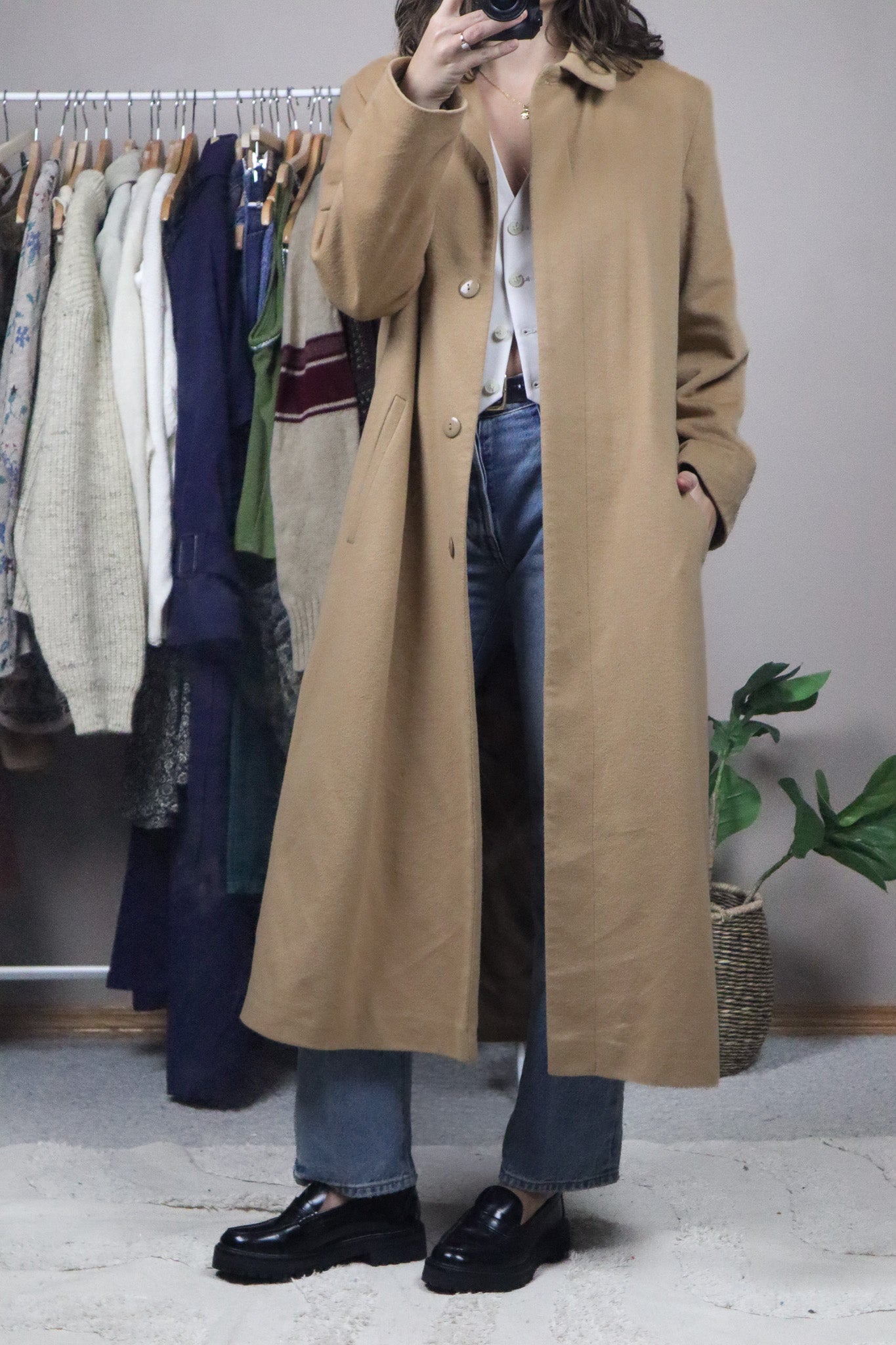 Made in Romania x Vintage x Wool, Angora, & Cashmere Coat (M)