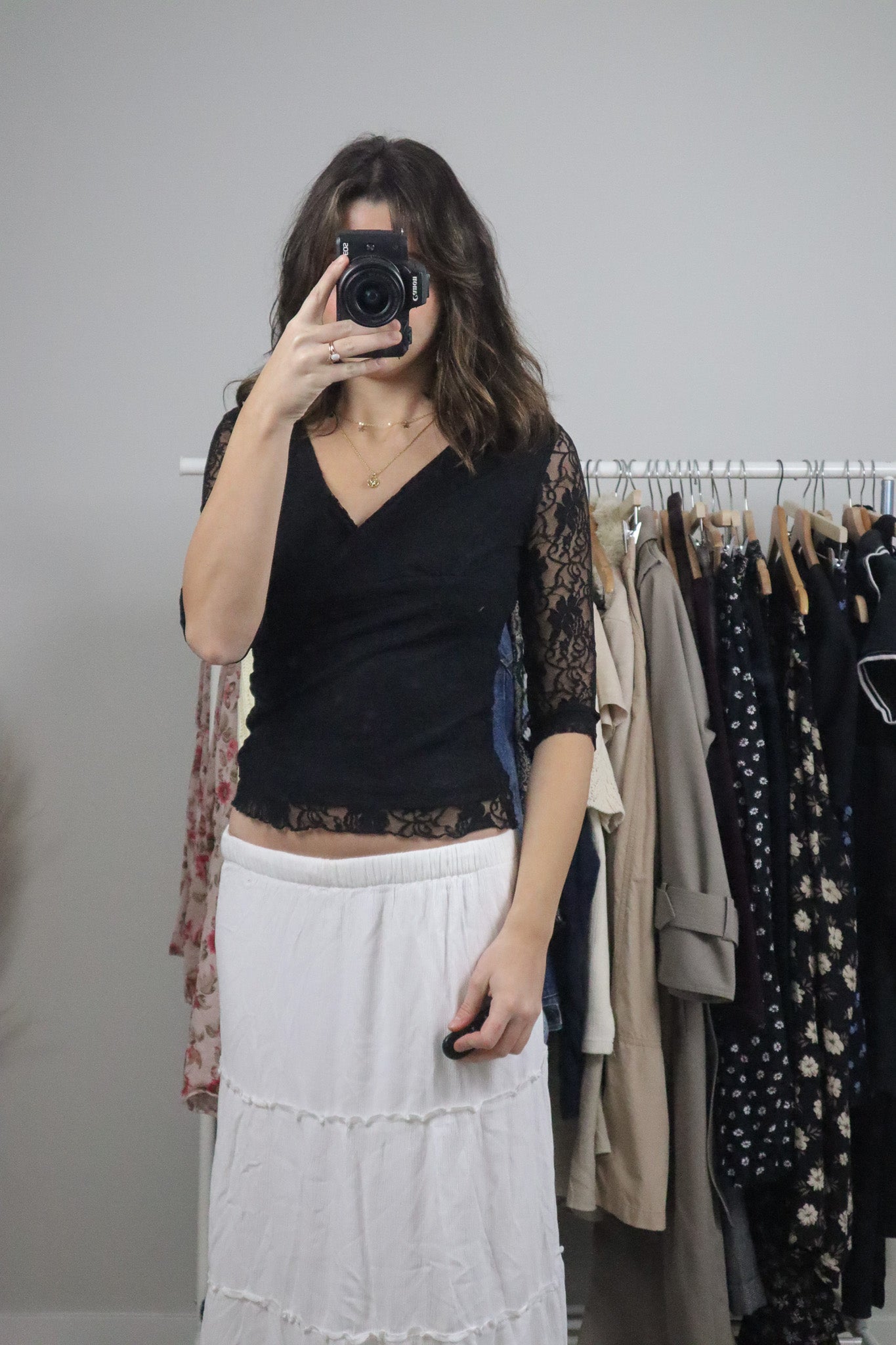 Made in Canada x Vintage x Lace Blouse (XS/S)