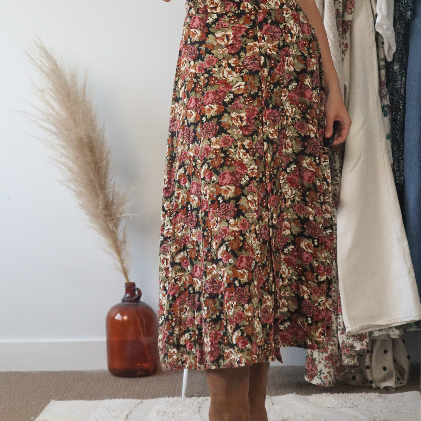 Made in Canada x Vintage x Floral Maxi Skirt (XL/XXL)