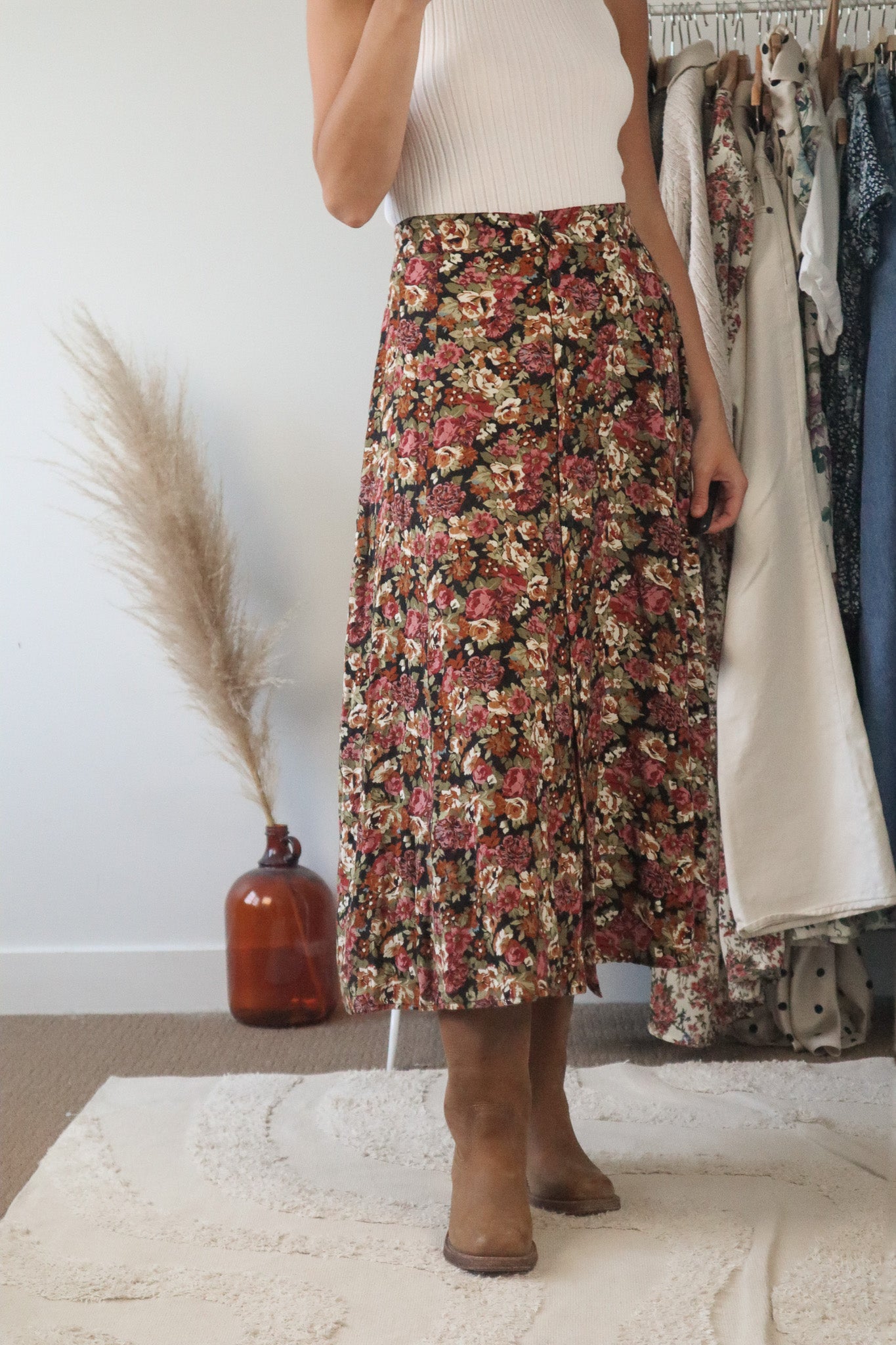 Made in Canada x Vintage x Floral Maxi Skirt (XL/XXL)