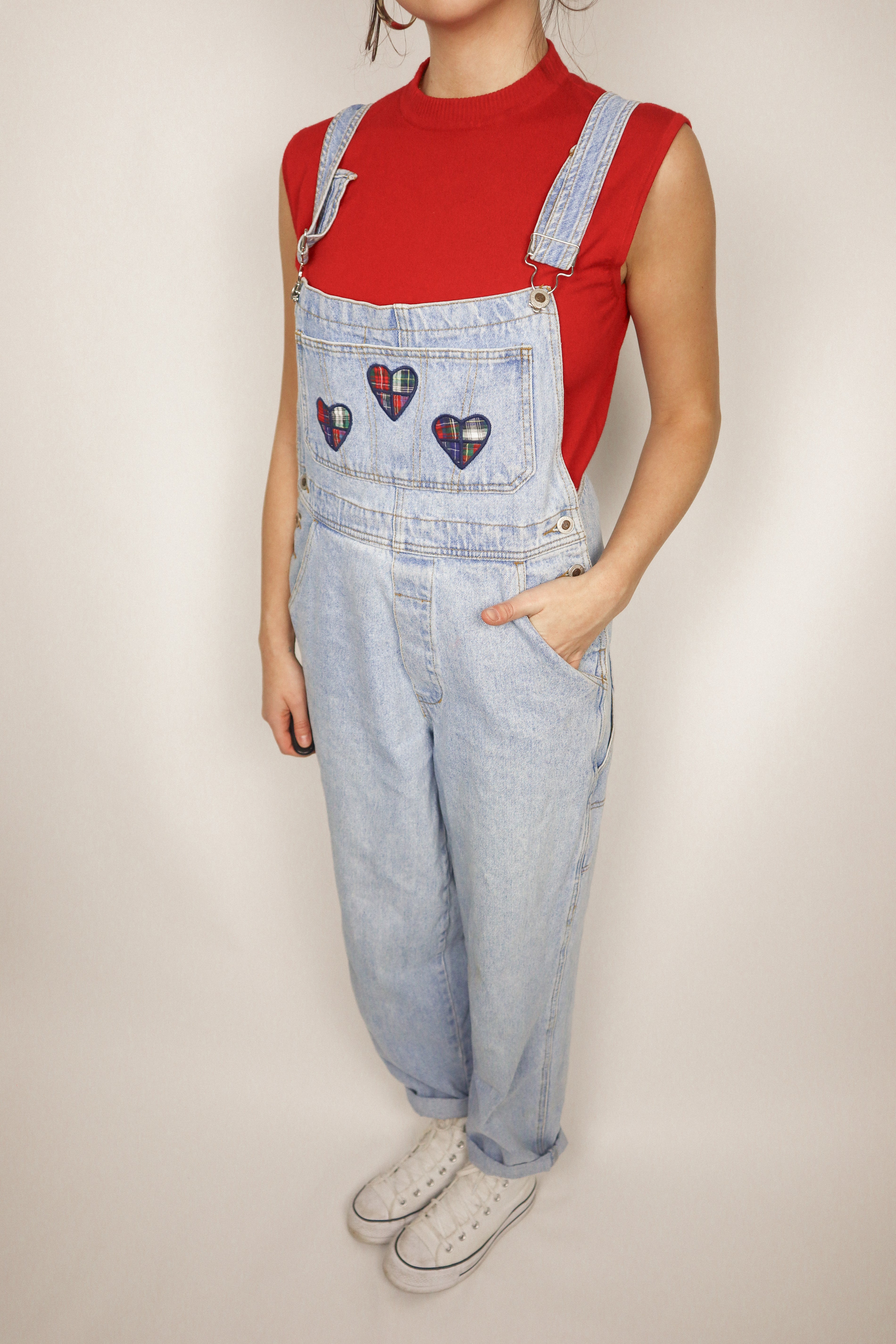Vintage x Heart Patchwork Overalls (6/8)