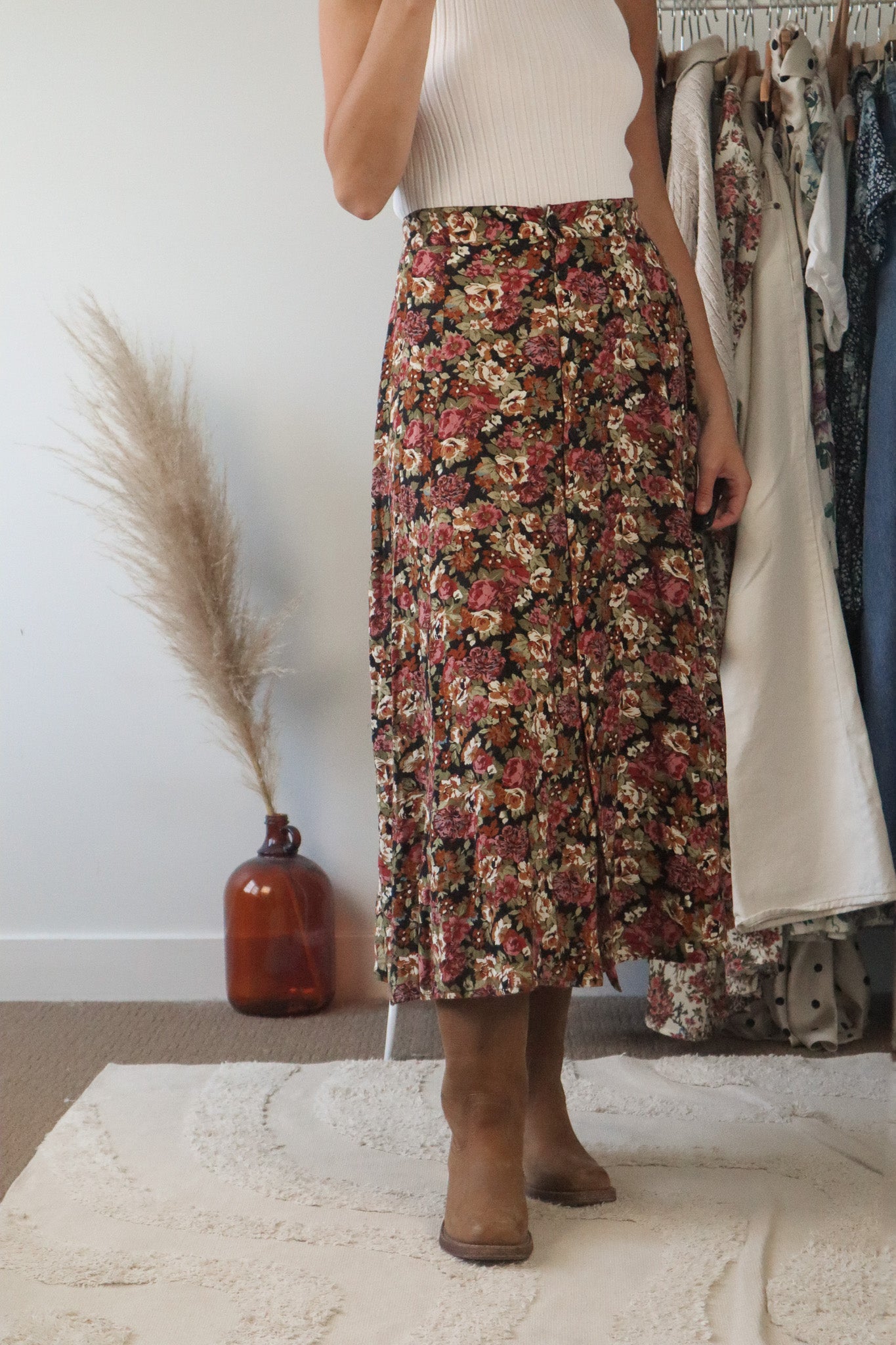 Made in Canada x Vintage x Floral Maxi Skirt (XL/XXL)