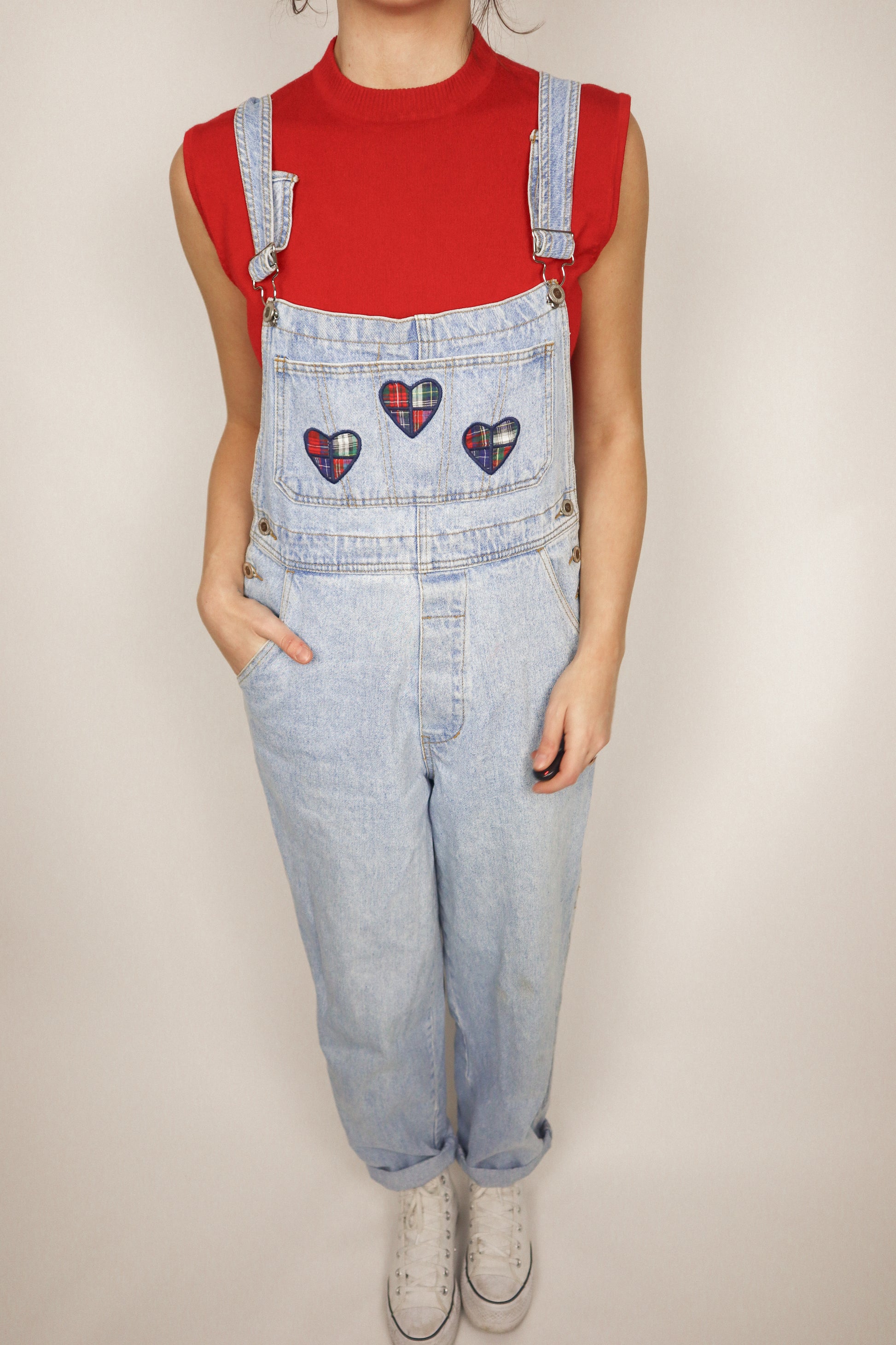 Vintage x Heart Patchwork Overalls (6/8)