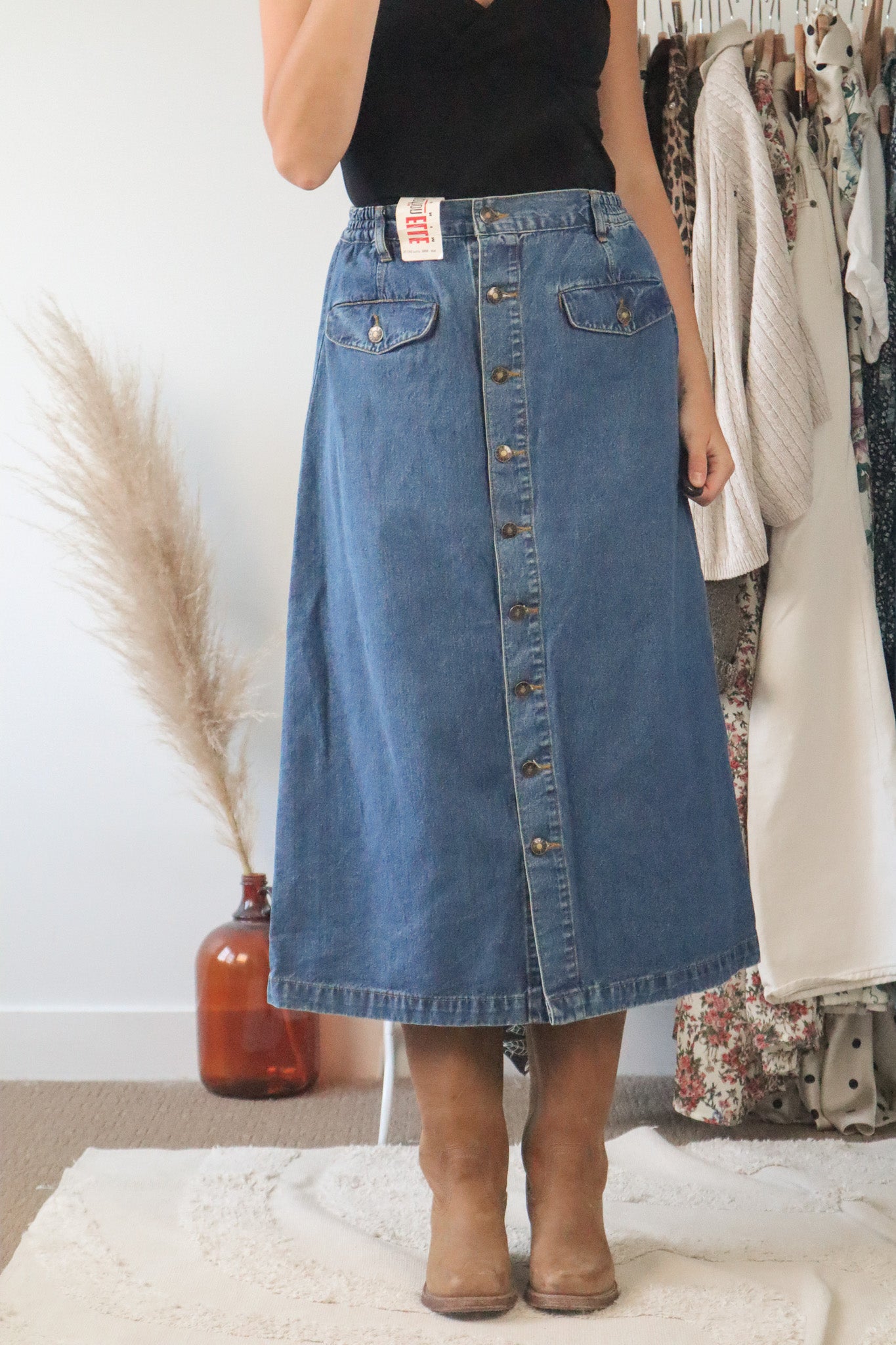 Deadstock x Vintage x Denim Midi Skirt (6/8)