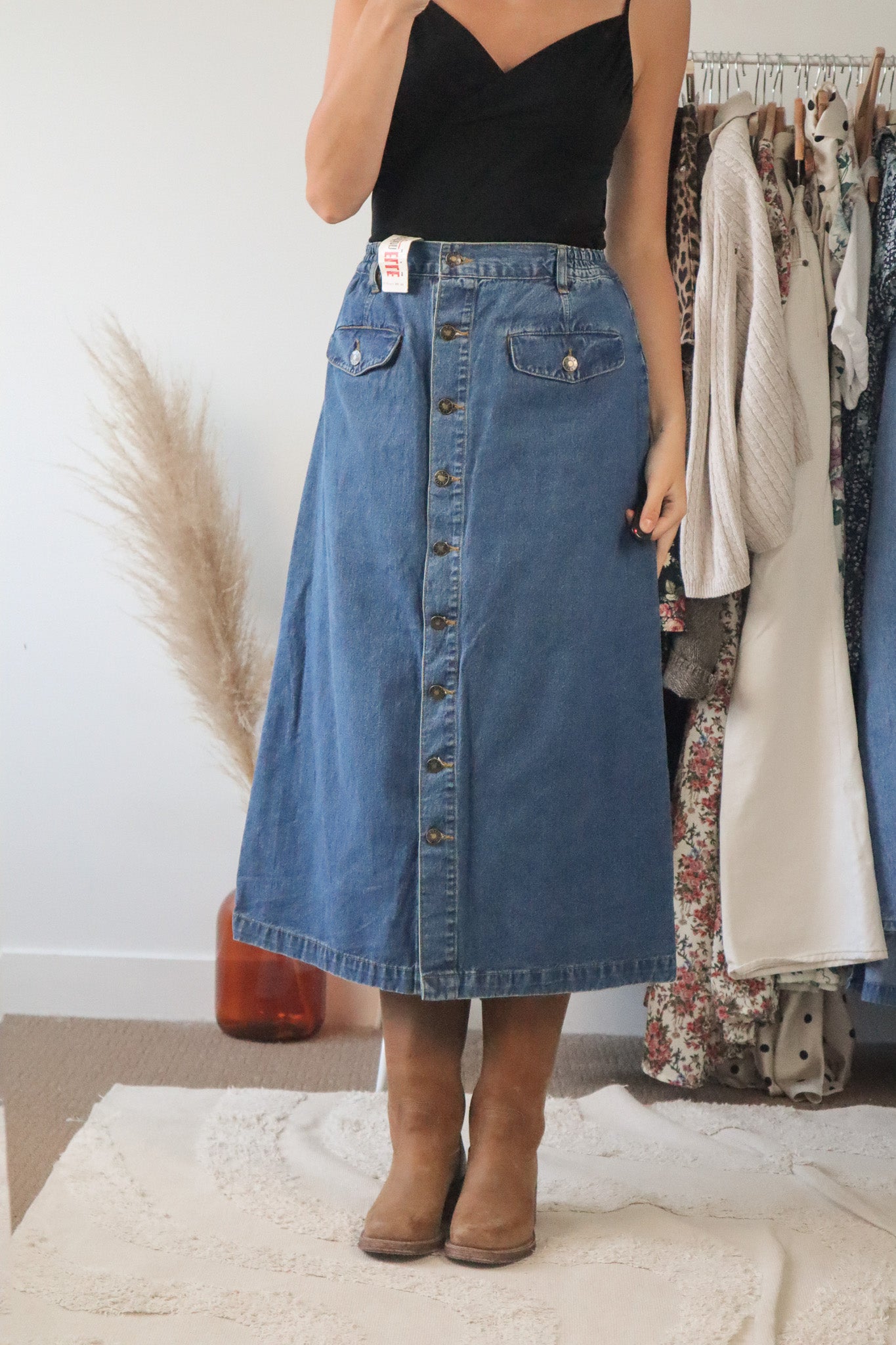 Deadstock x Vintage x Denim Midi Skirt (6/8)