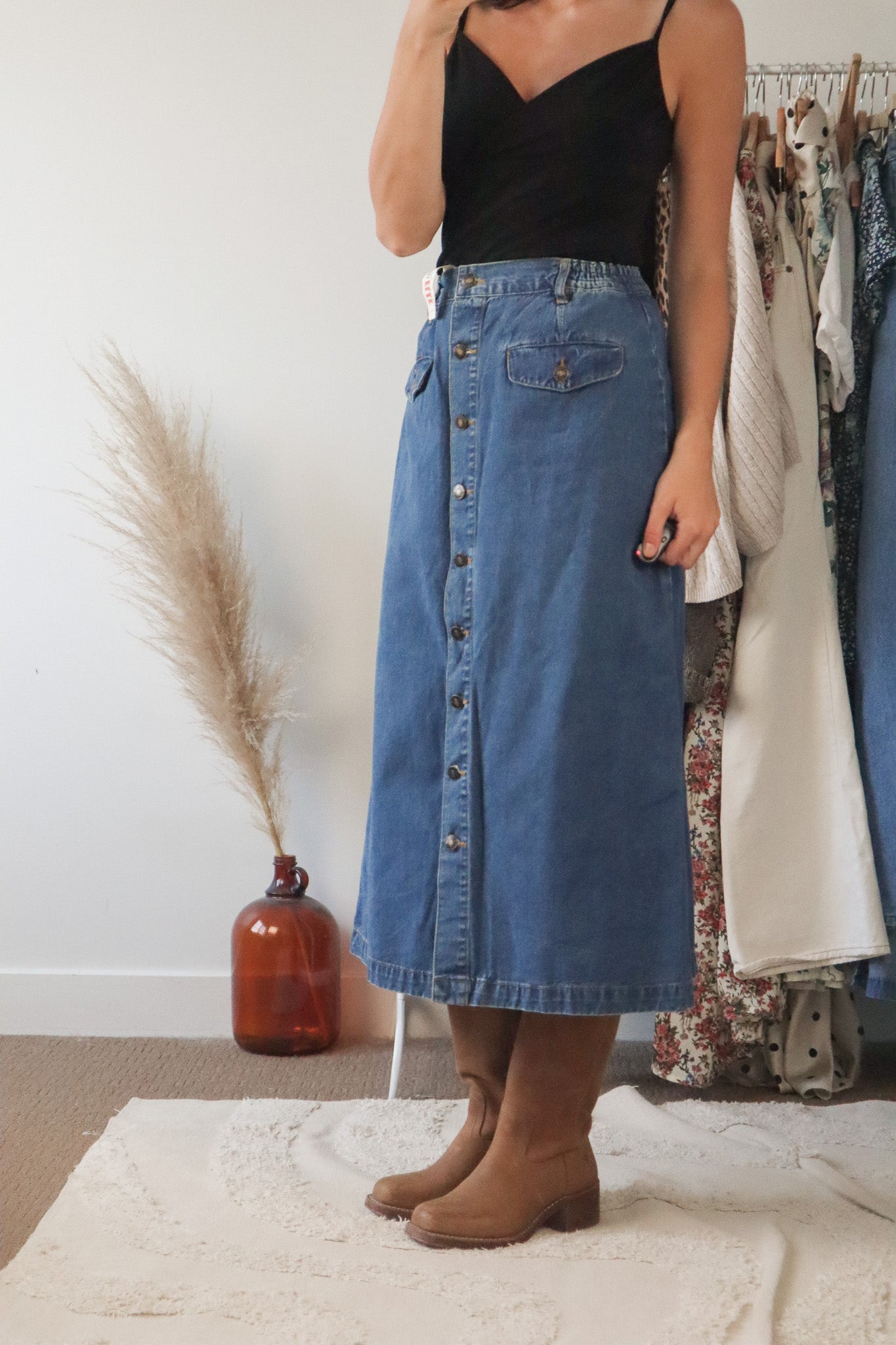 Deadstock x Vintage x Denim Midi Skirt (6/8)