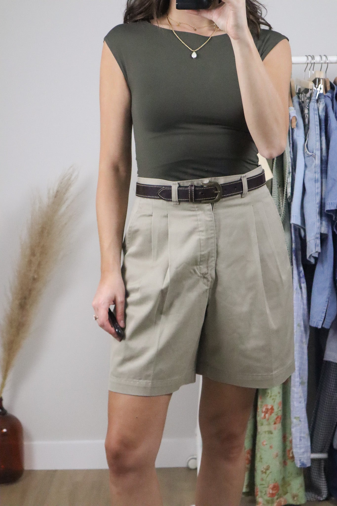 Vintage x Leather Contrast Stitched Belt (S)