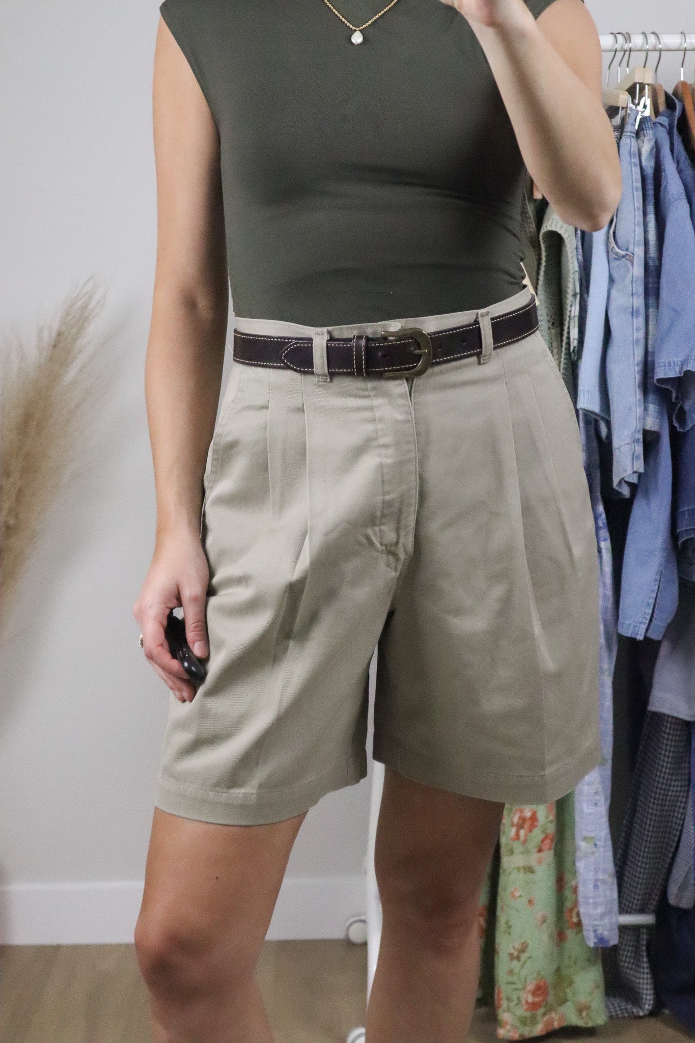 Vintage x Leather Contrast Stitched Belt (S)