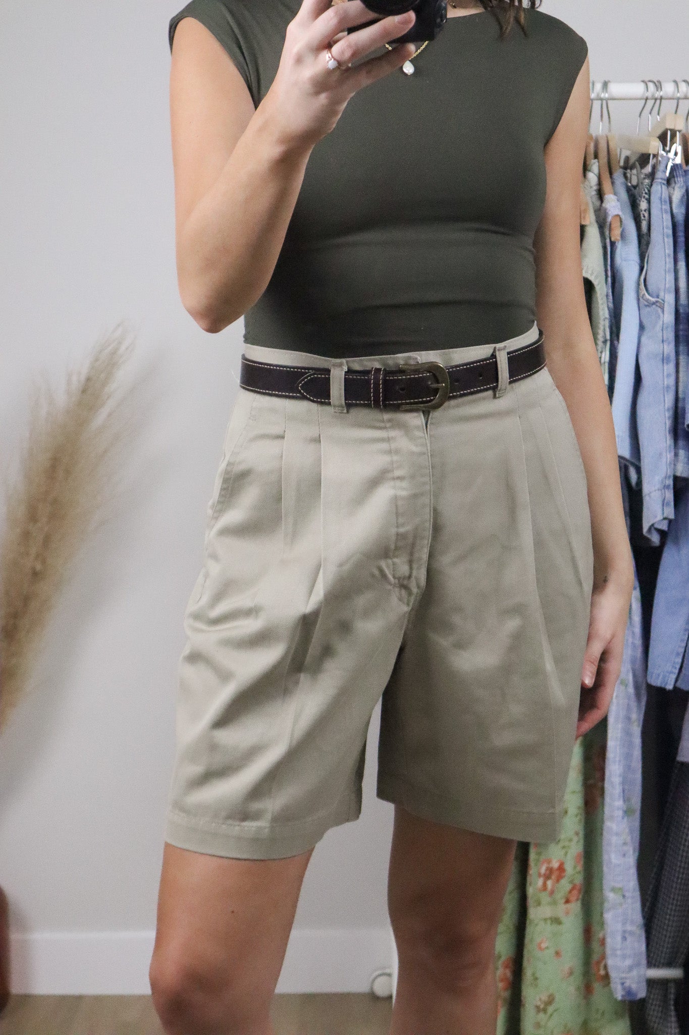 Vintage x Leather Contrast Stitched Belt (S)