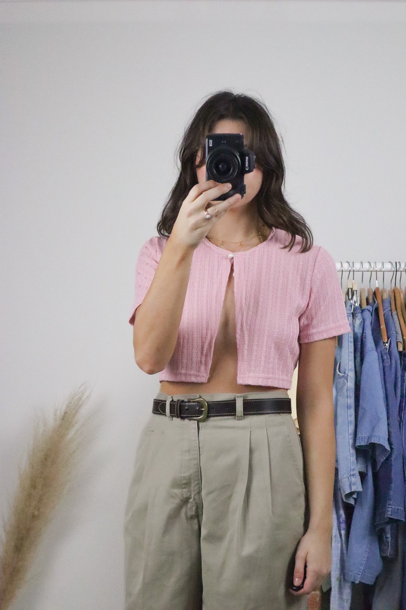 Made in Canada x Vintage x Cropped Short-Sleeve Knit (XS)