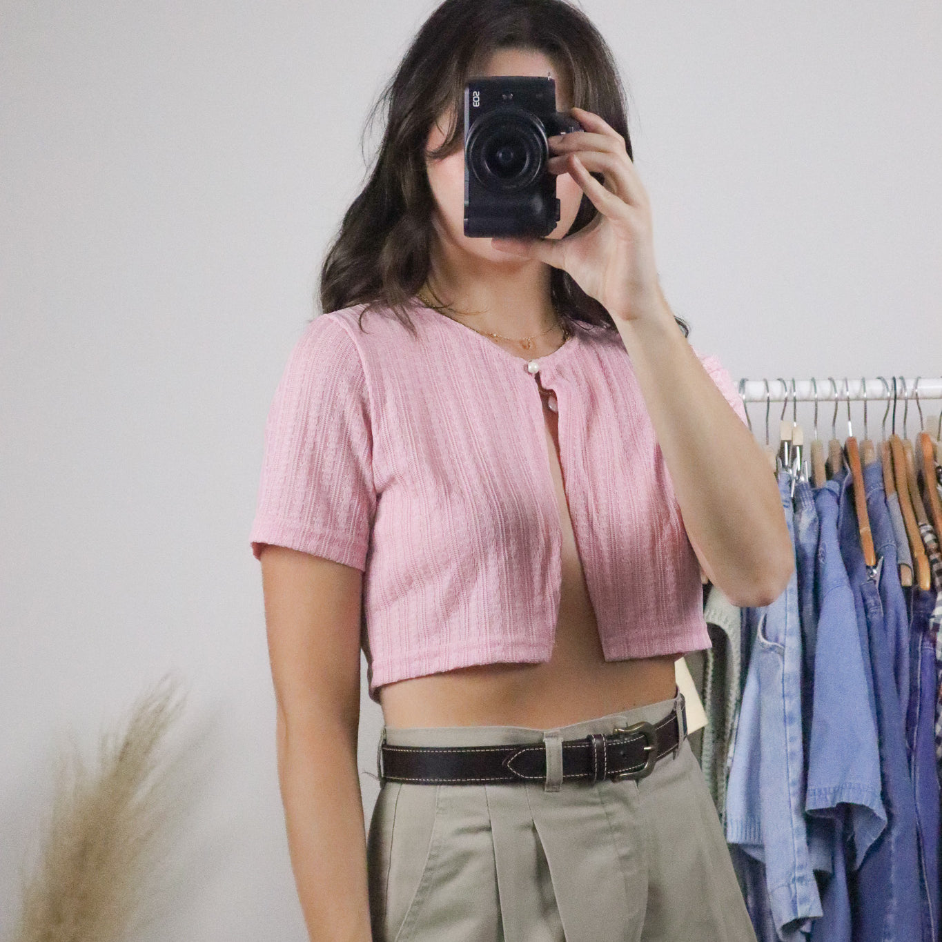 Made in Canada x Vintage x Cropped Short-Sleeve Knit (XS)