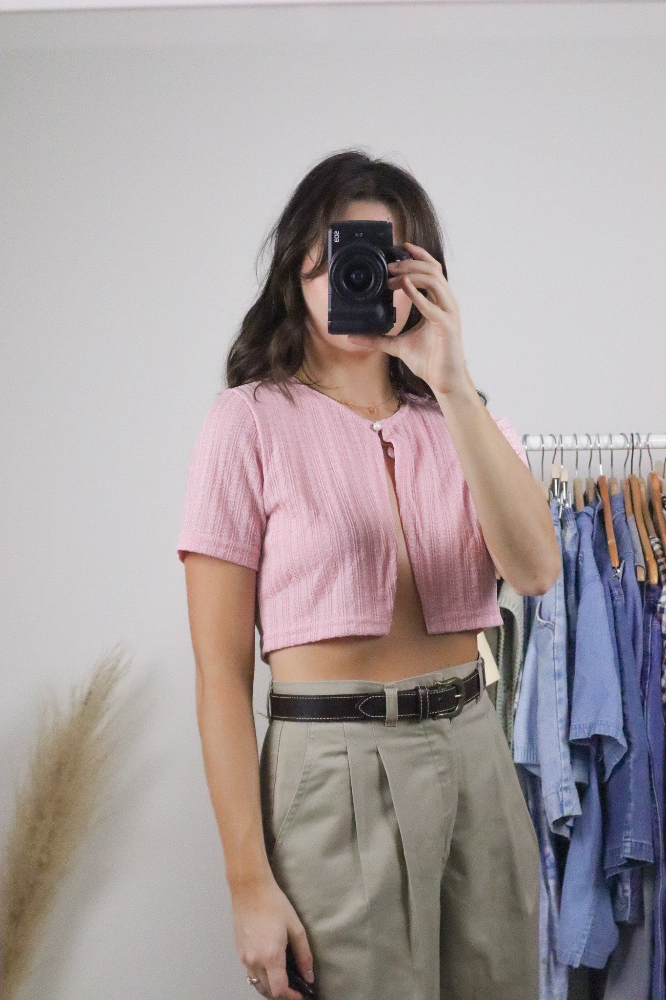 Made in Canada x Vintage x Cropped Short-Sleeve Knit (XS)