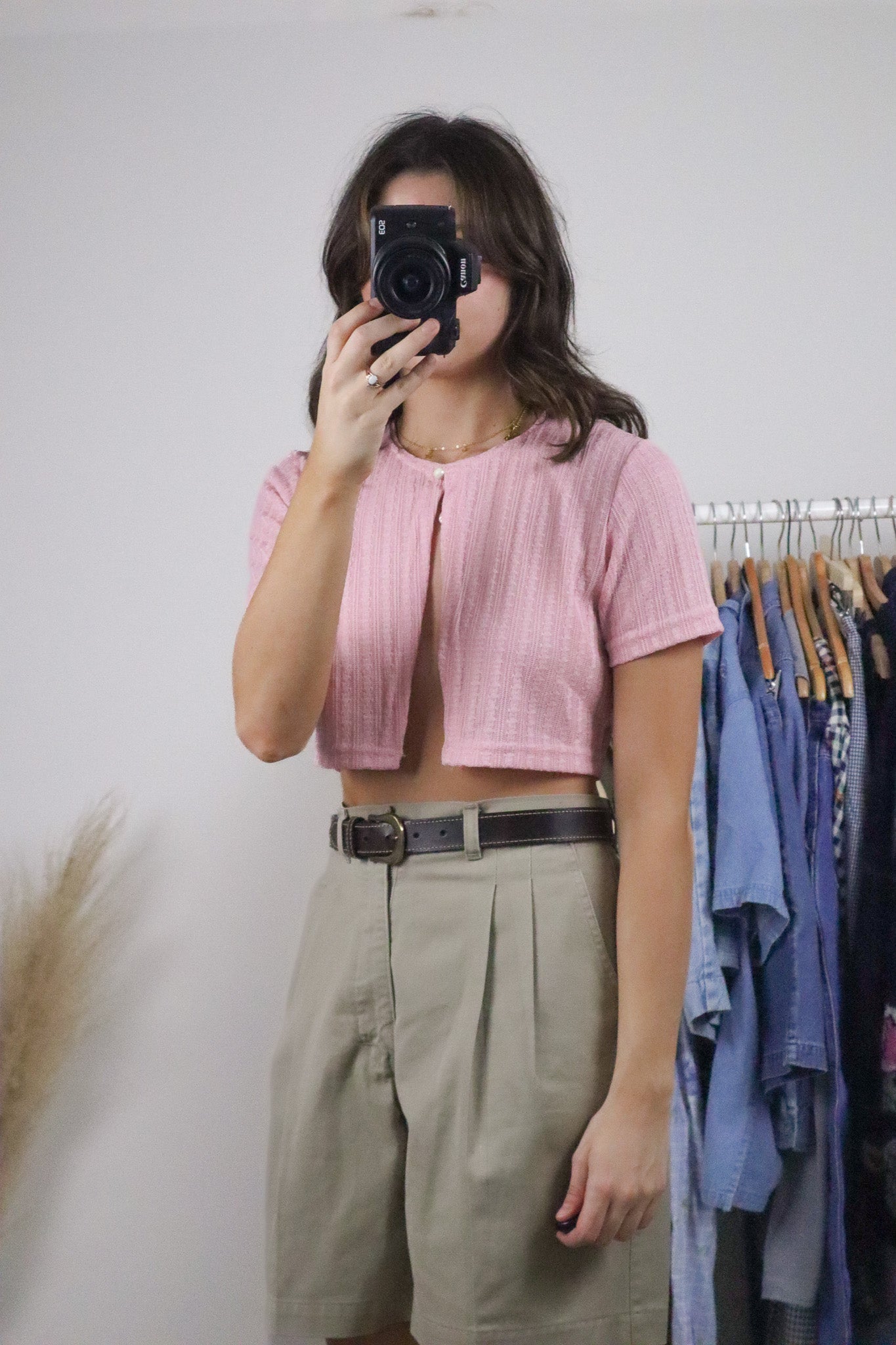 Made in Canada x Vintage x Cropped Short-Sleeve Knit (XS)