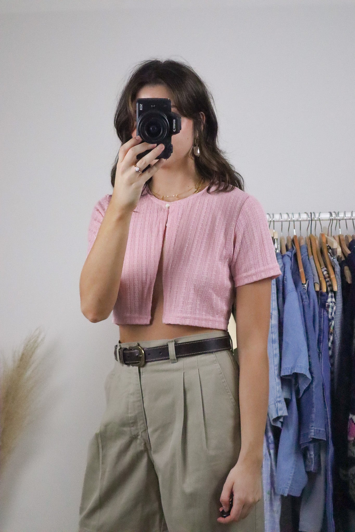 Made in Canada x Vintage x Cropped Short-Sleeve Knit (XS)