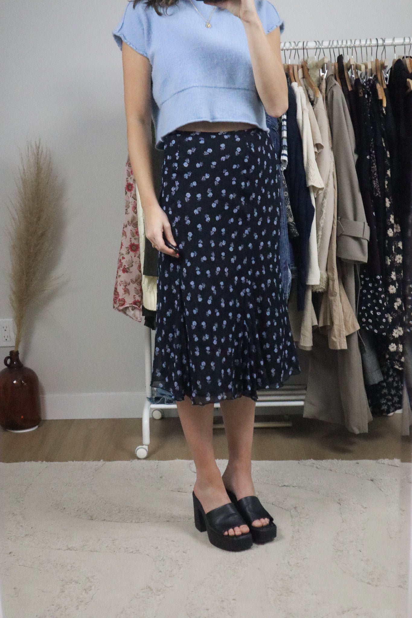 Vintage x Silk Floral Midi Skirt (14)