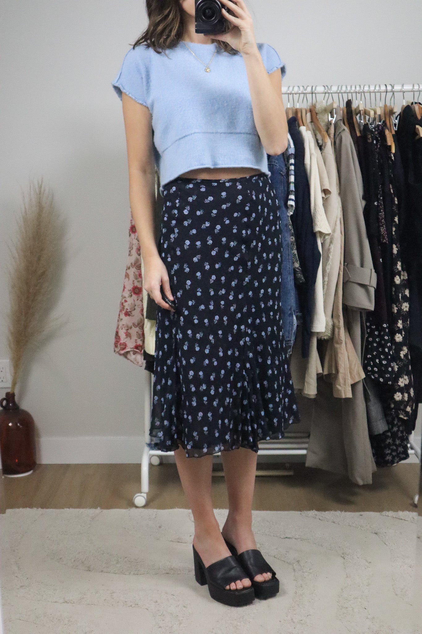 Vintage x Silk Floral Midi Skirt (14)