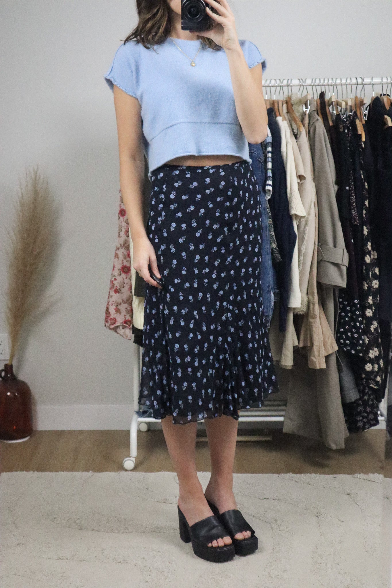 Vintage x Silk Floral Midi Skirt (14)