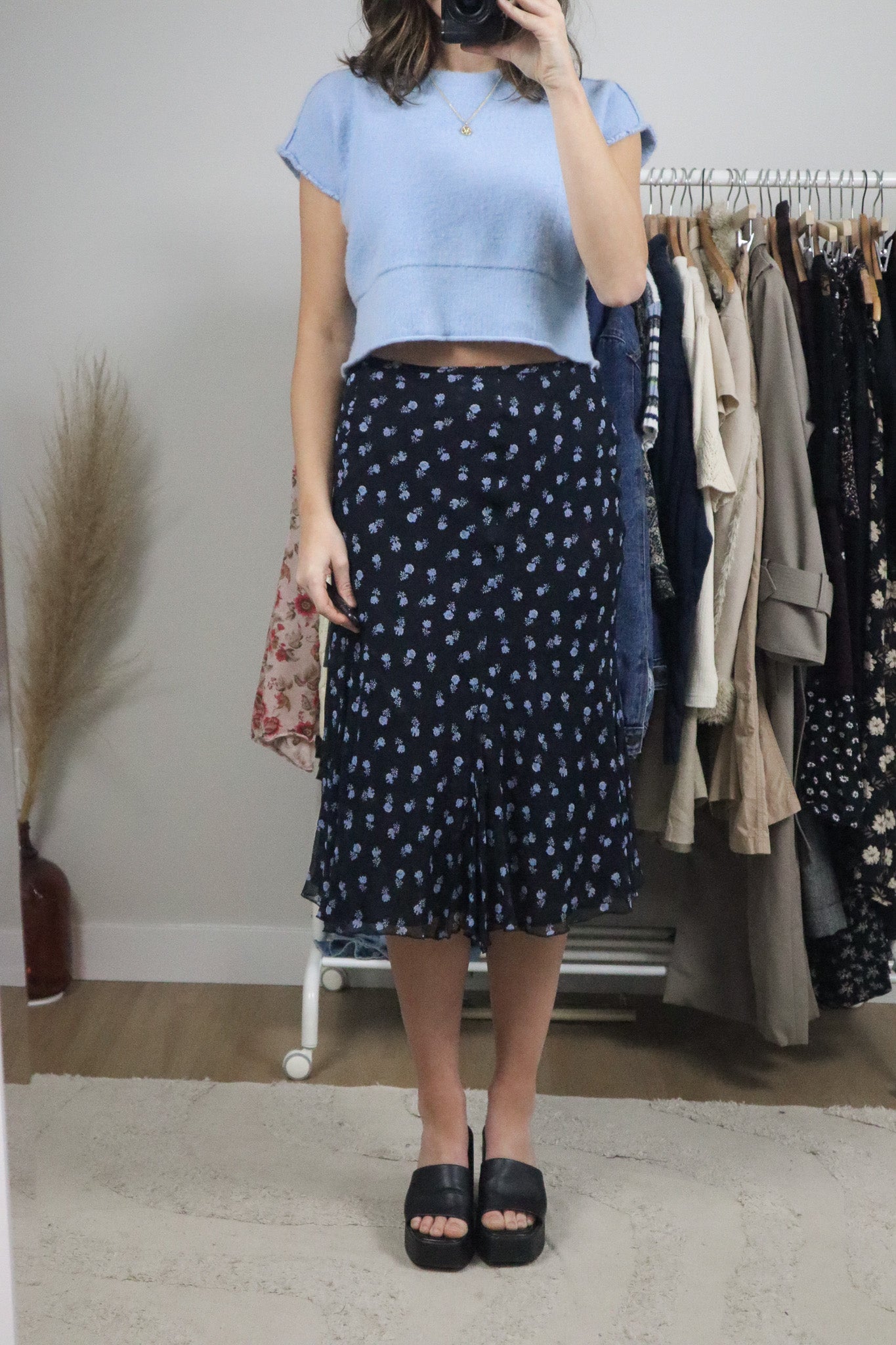 Vintage x Silk Floral Midi Skirt (14)