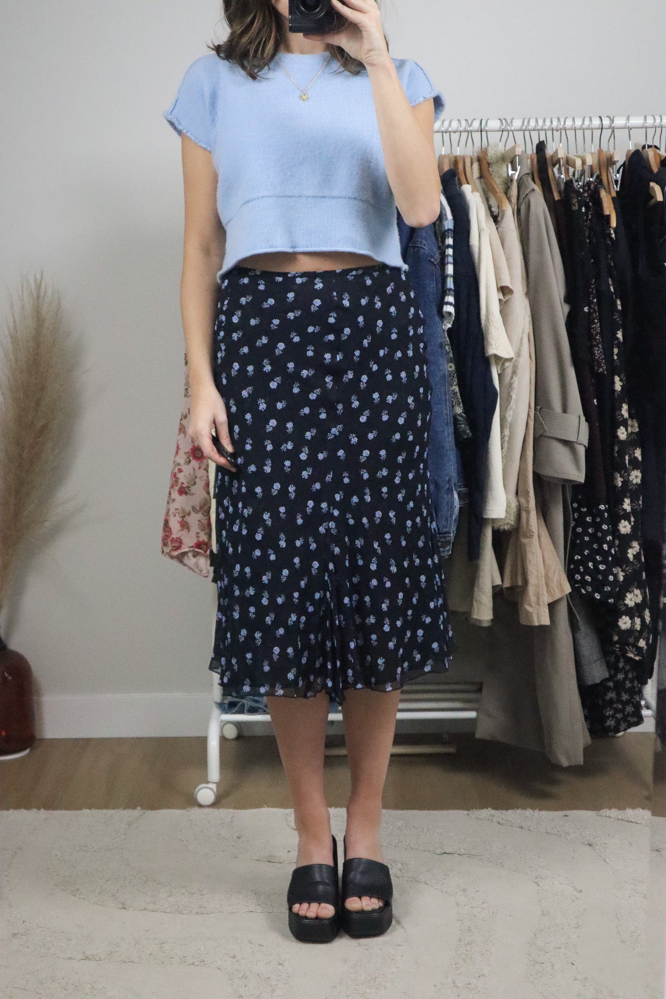 Vintage x Silk Floral Midi Skirt (14)