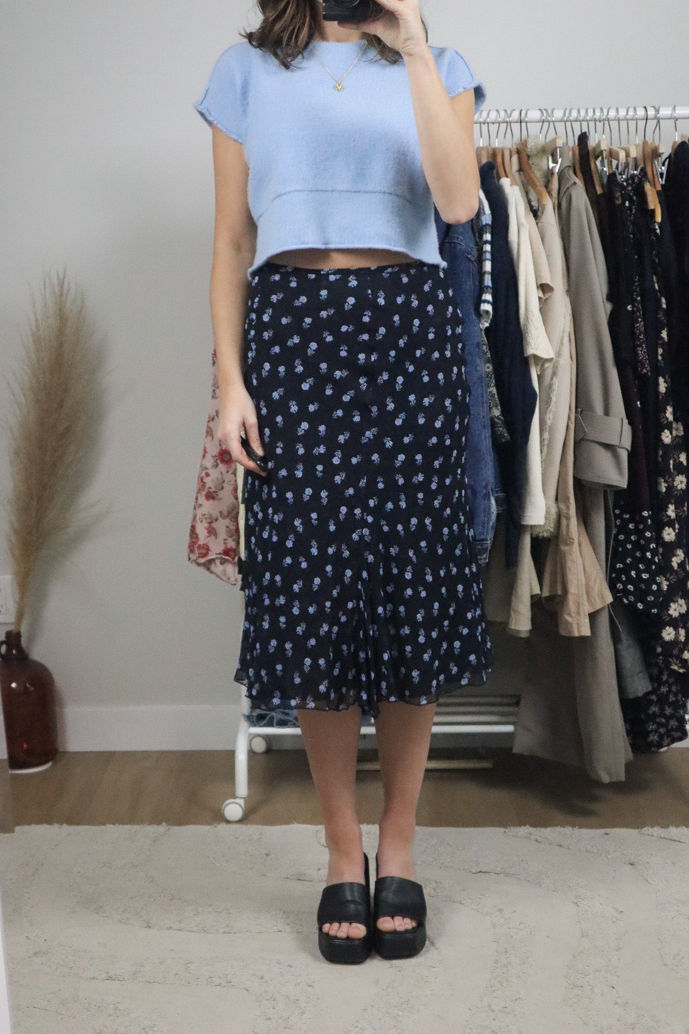 Vintage x Silk Floral Midi Skirt (14)