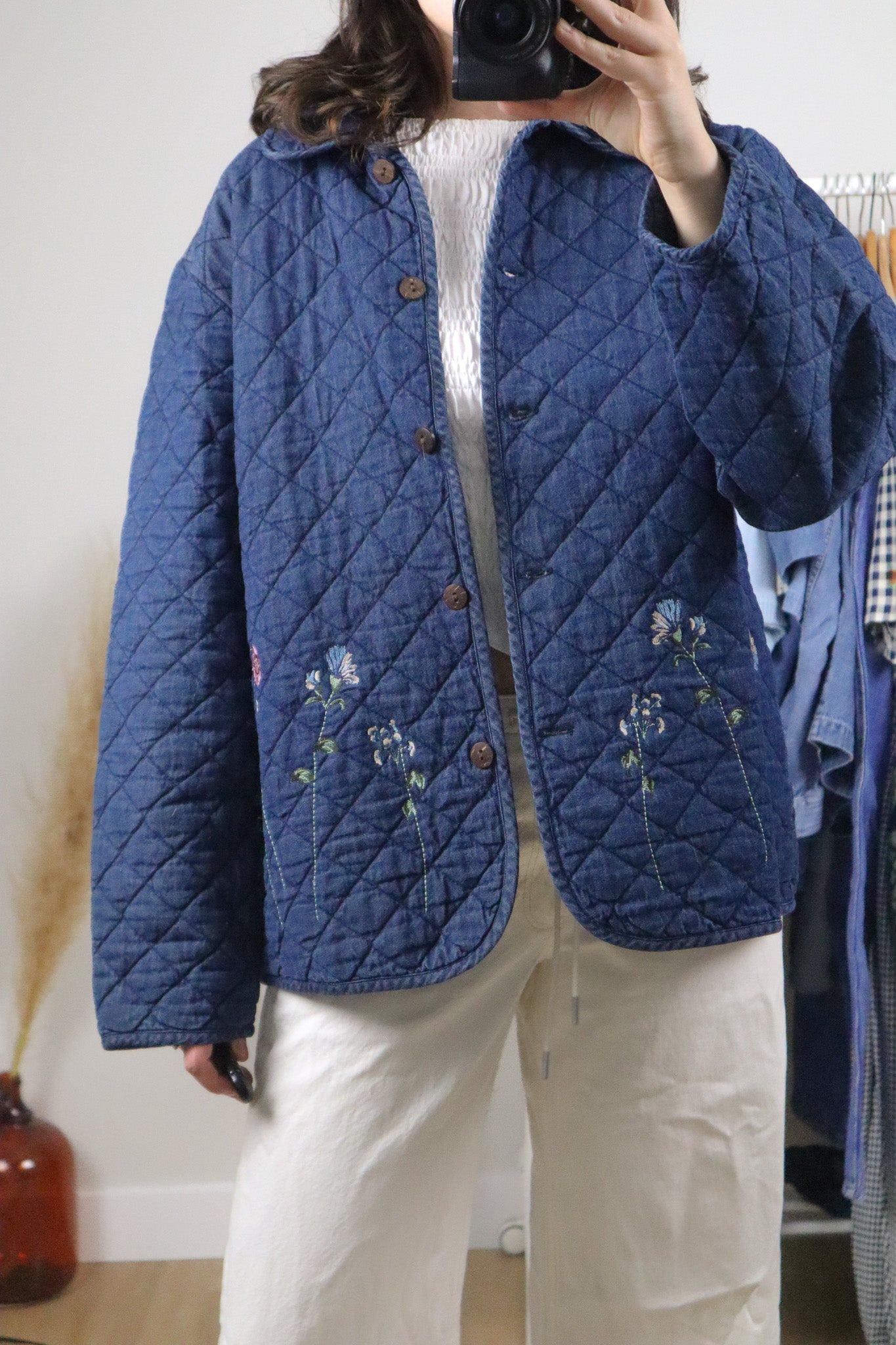 Vintage x Cotton Quilted Floral Embriodered Jacket (M/L)