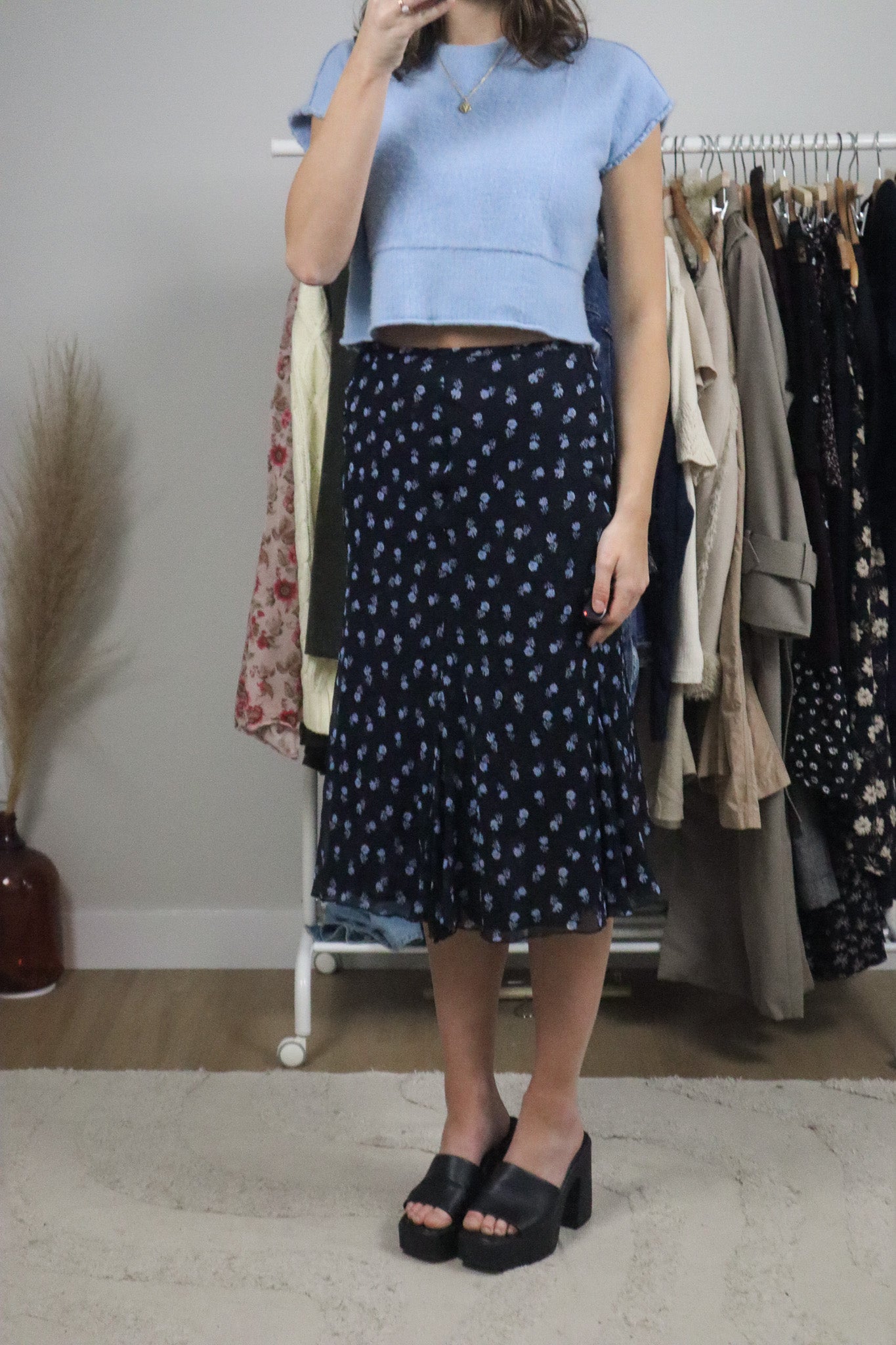 Vintage x Silk Floral Midi Skirt (14)