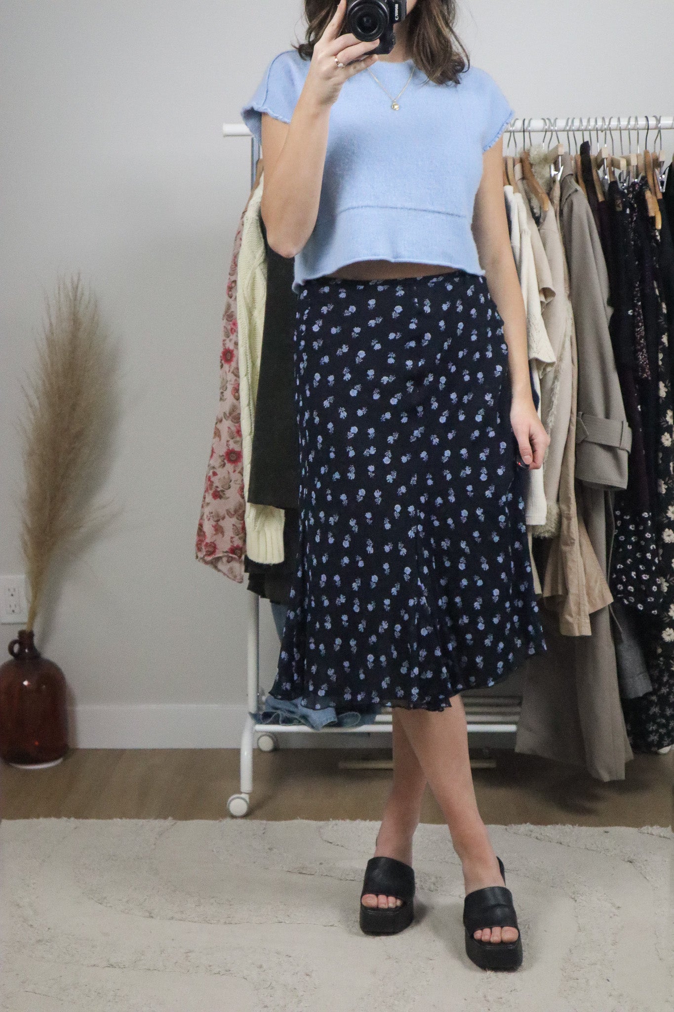 Vintage x Silk Floral Midi Skirt (14)