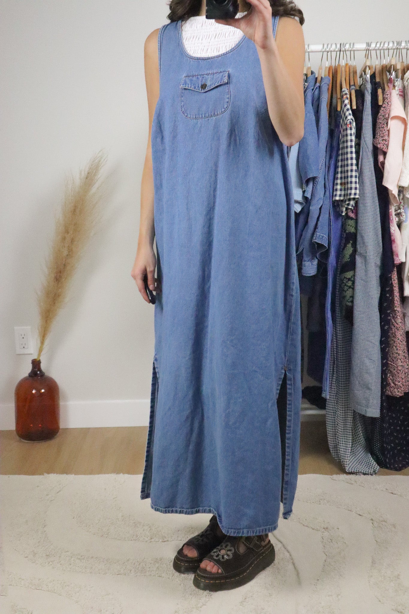 Vintage x Denim Maxi Dress (XL)