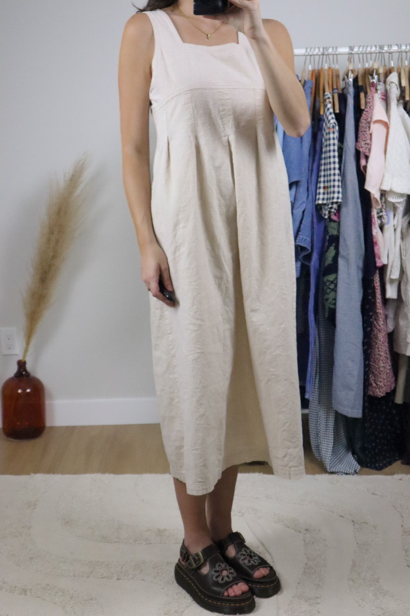 Made in Canada x Vintage x Hemp/Cotton Midi Dress (S)