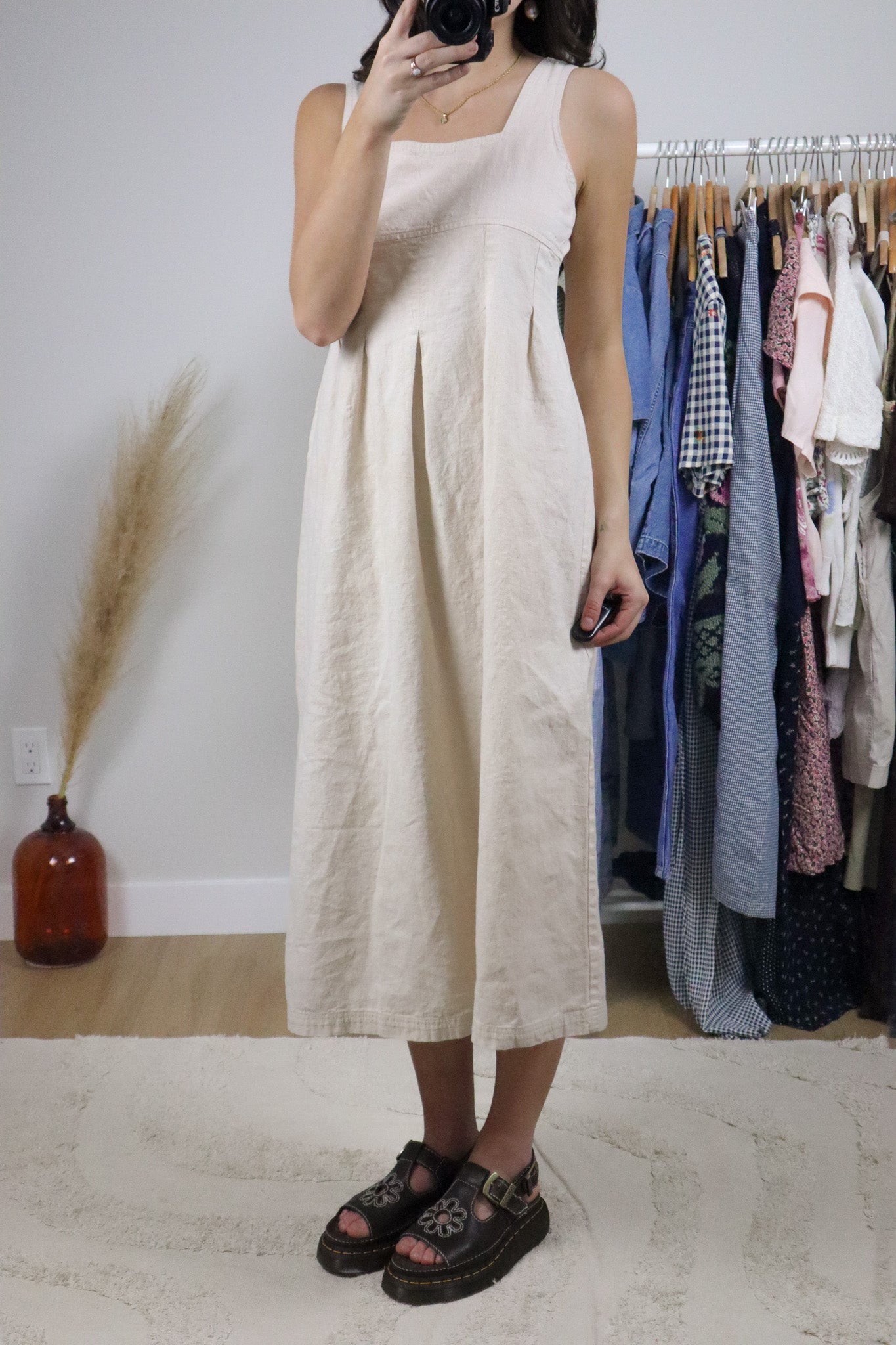 Made in Canada x Vintage x Hemp/Cotton Midi Dress (S)